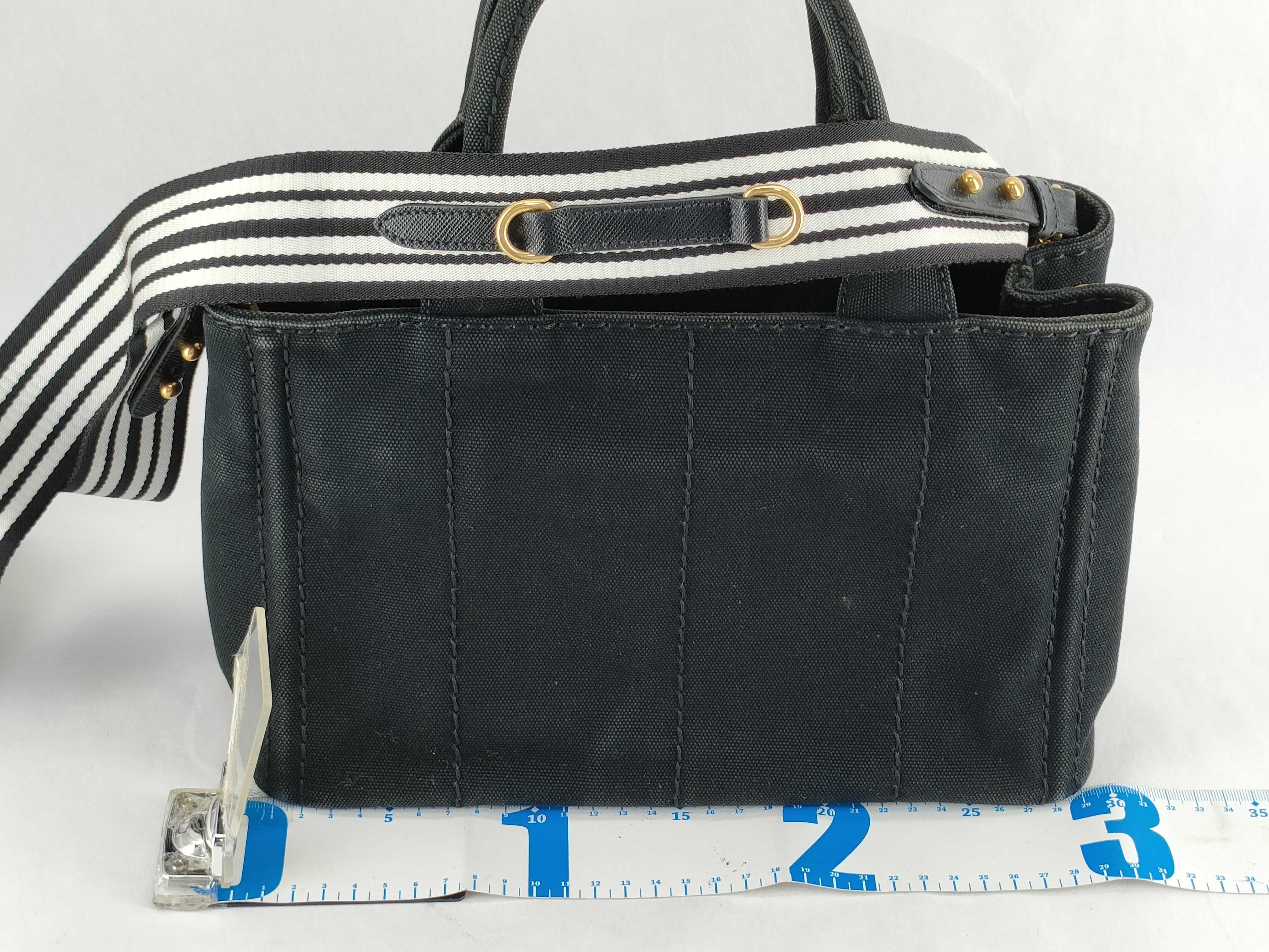 Canapa Canvas x Leather 2-Way Handbag, Black 1BG439 — view 2