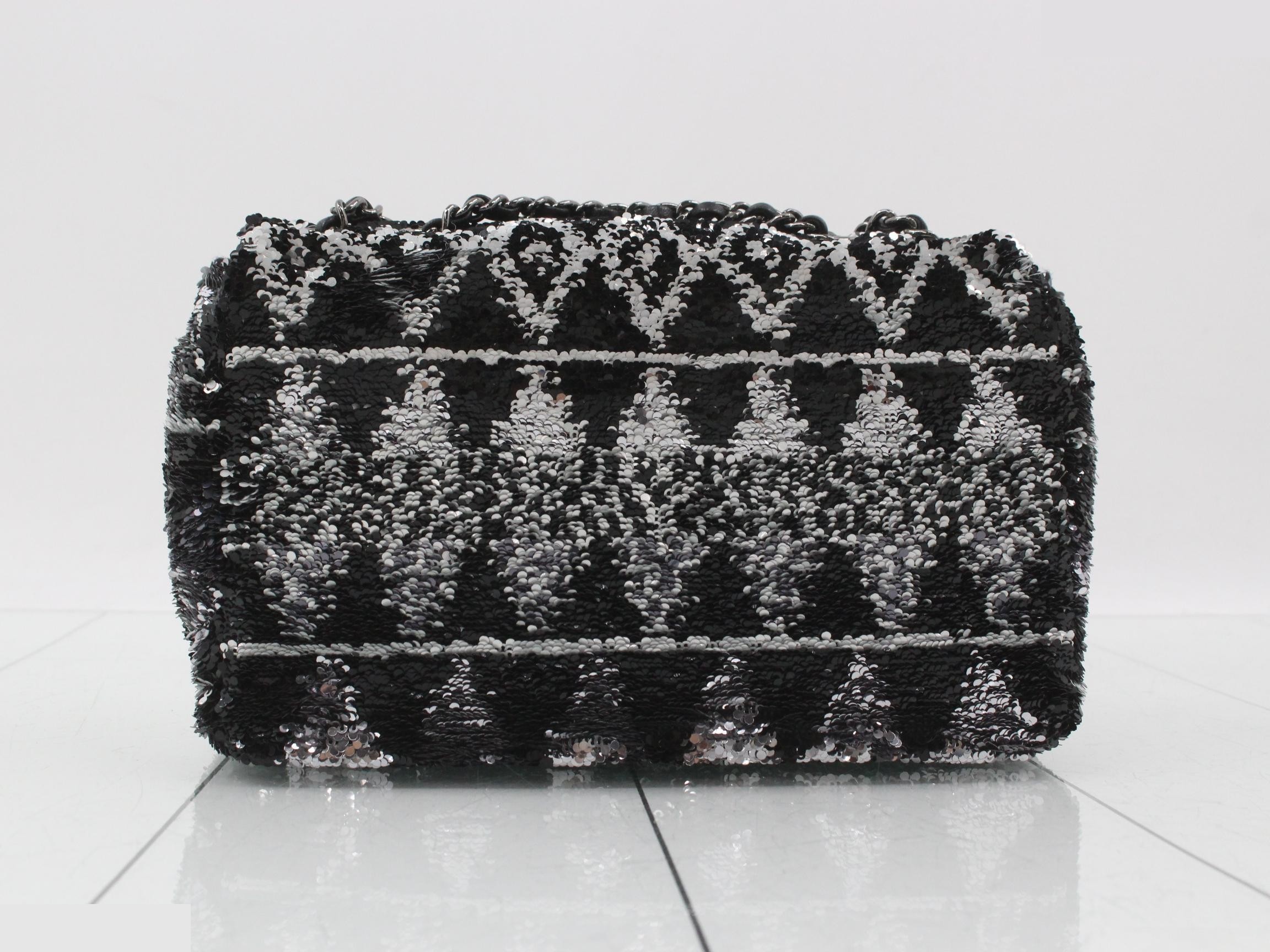 Sequined Mini Matelassé Chain Shoulder Bag — view 2