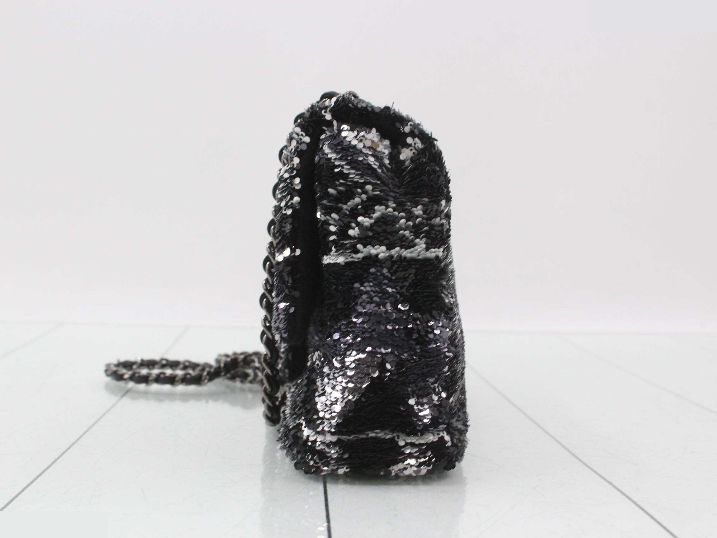 Sequined Mini Matelassé Chain Shoulder Bag — view 3