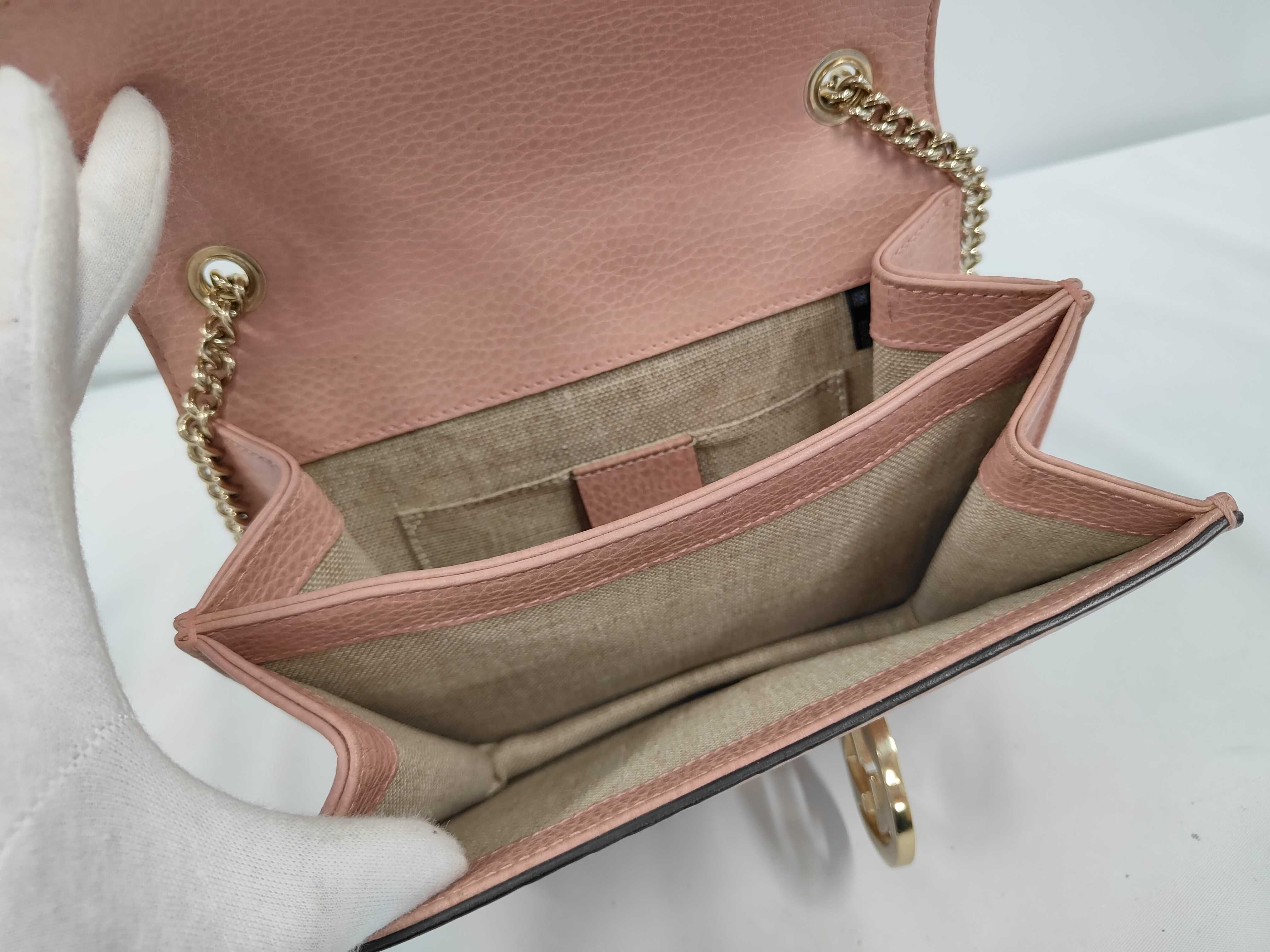 Interlocking G Pink Calf Leather Medium Shoulder Bag with Gold Hardware — view 8