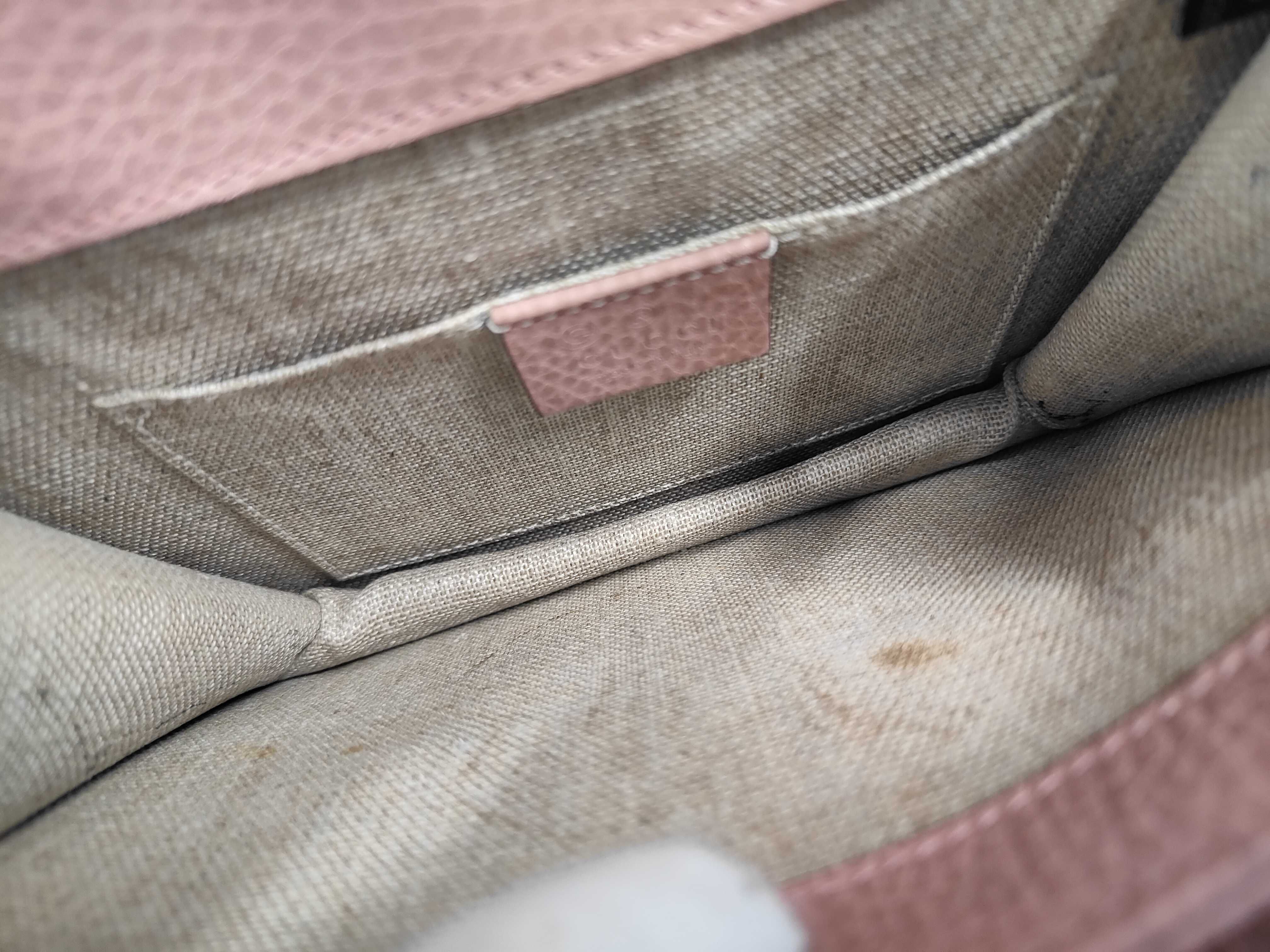 Interlocking G Pink Calf Leather Medium Shoulder Bag with Gold Hardware — view 10