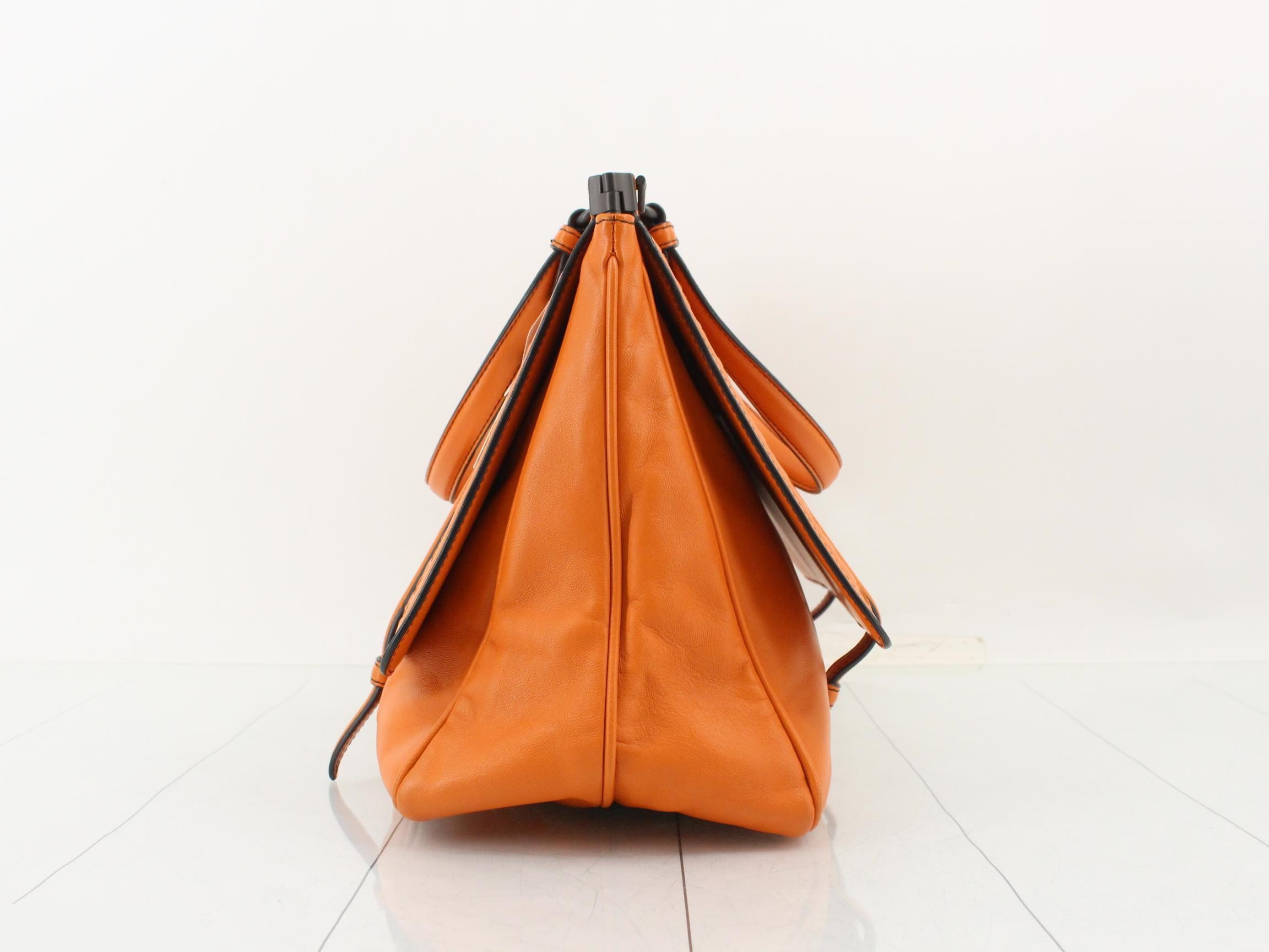 Intrecciato tote bag, leather, orange — view 3