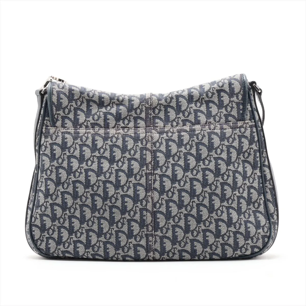 Trotter Canvas x Leather Shoulder Bag, Navy — view 2