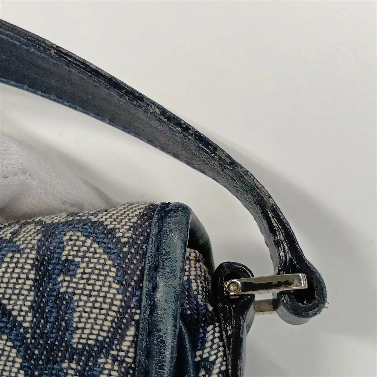 Trotter Canvas x Leather Shoulder Bag, Navy — view 14
