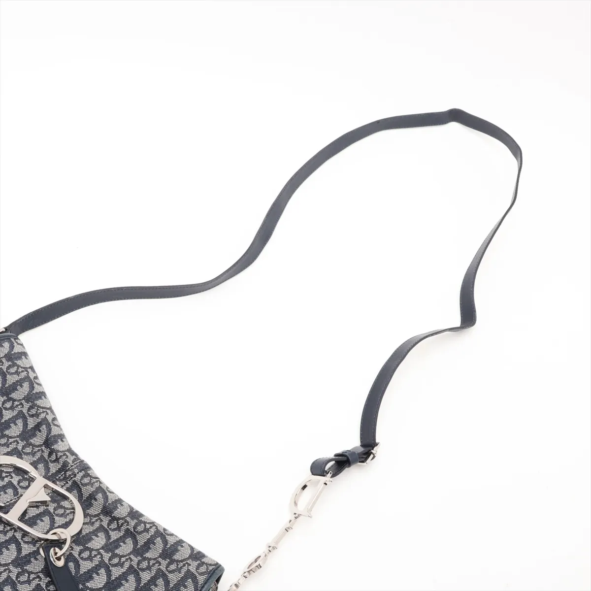 Trotter Canvas x Leather Shoulder Bag, Navy — view 5