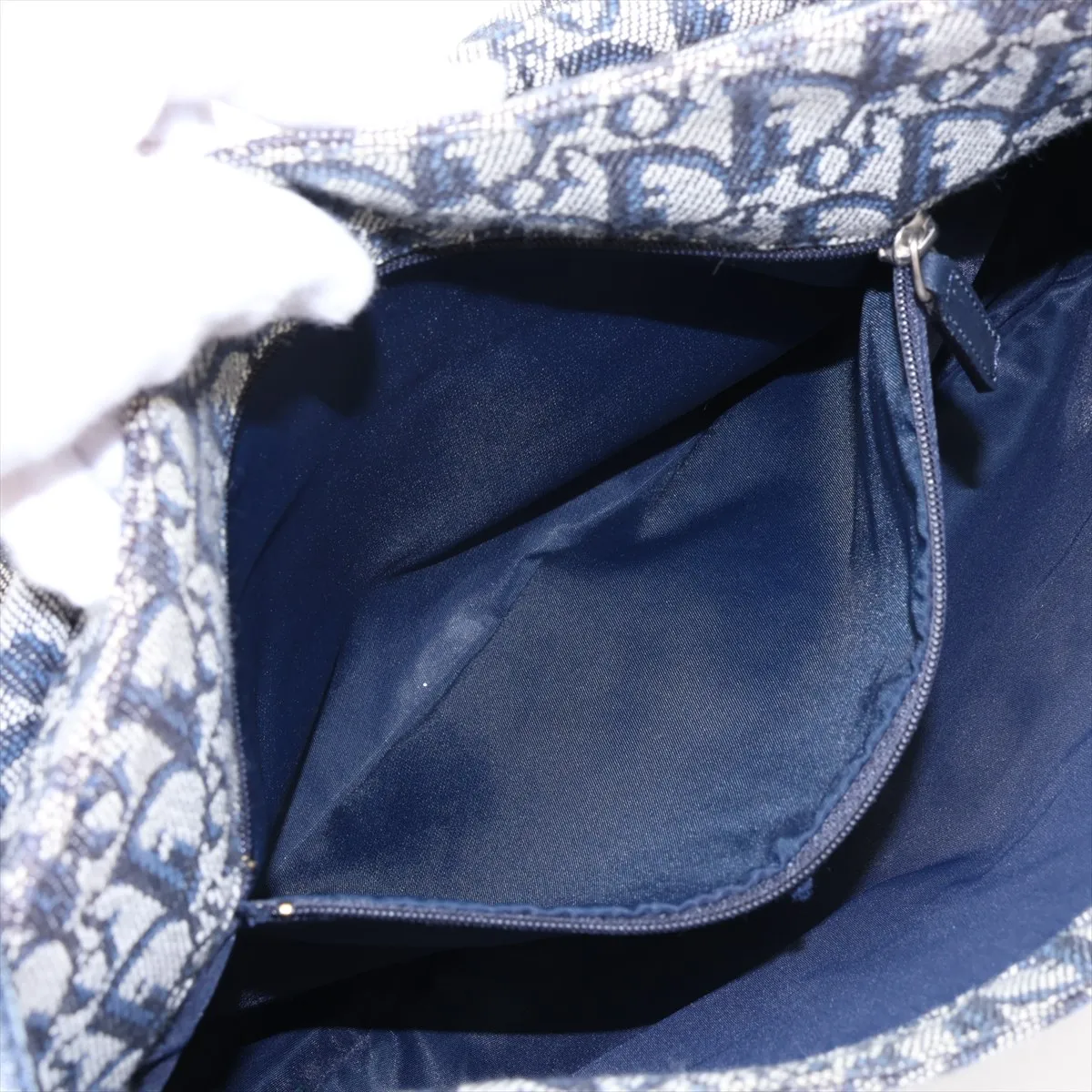 Trotter Canvas x Leather Shoulder Bag, Navy — view 7