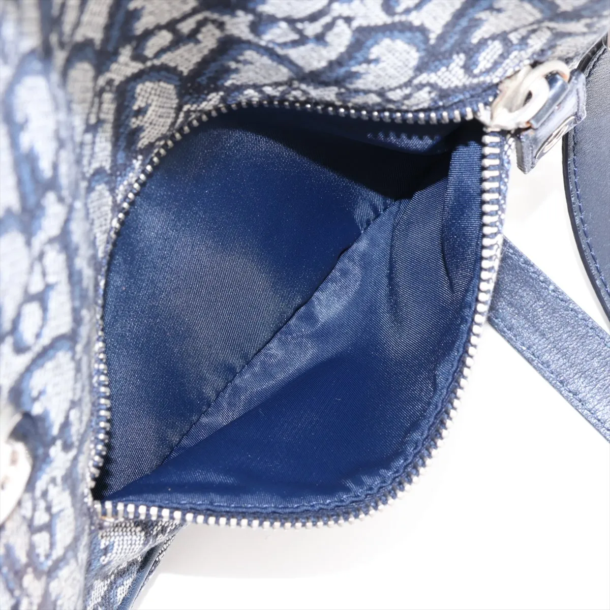 Trotter Canvas x Leather Shoulder Bag, Navy — view 8