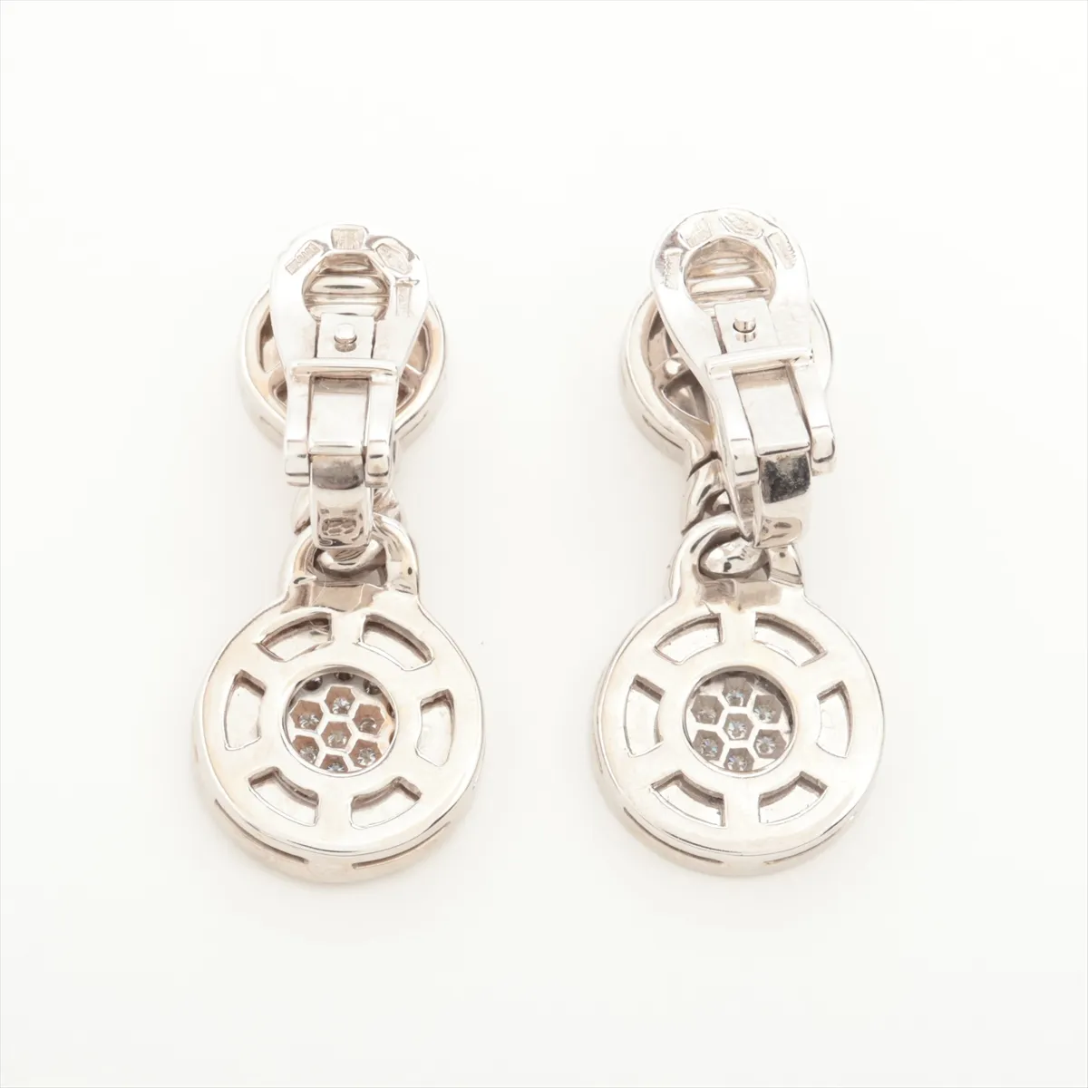 Diamond Earrings, 750 (WG), 18.6g, WZ74. One earring has a loose clasp, some plating is — view 2