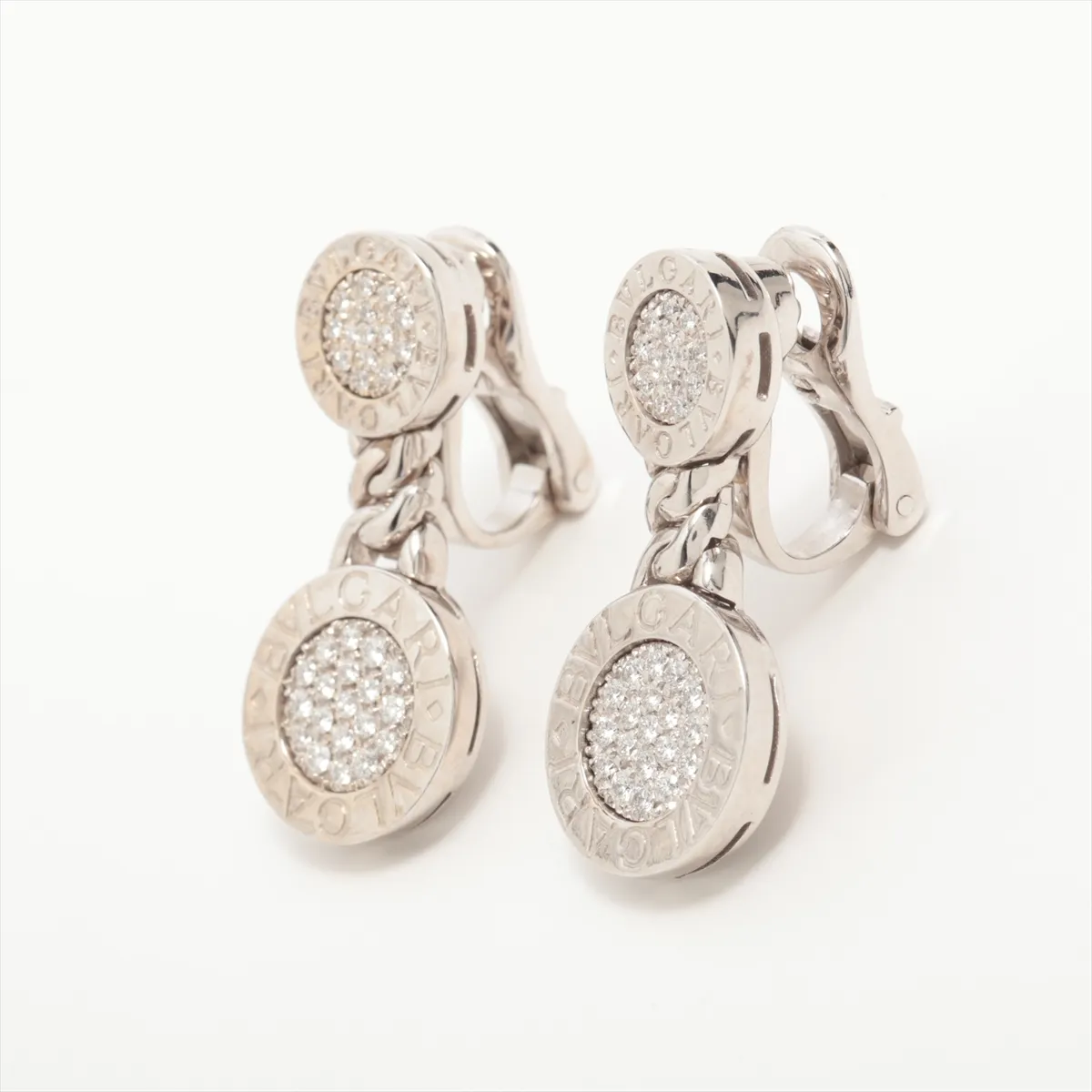 Diamond Earrings, 750 (WG), 18.6g, WZ74. One earring has a loose clasp, some plating is — view 3