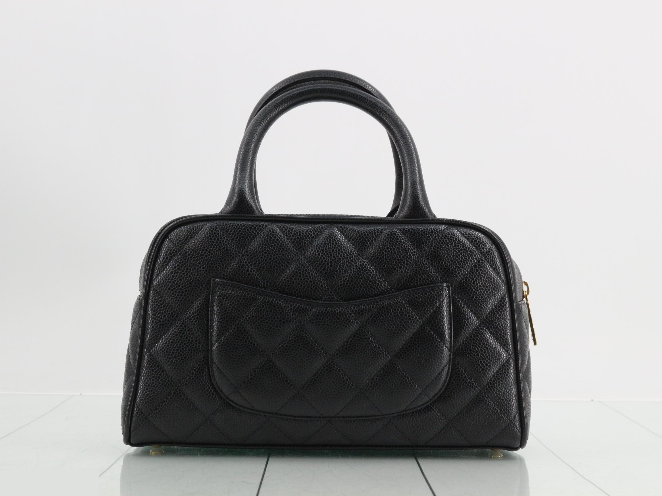 Matelassé Classic Mini Bowling Bag, Caviar Leather, Black, Size 8, W27cm — view 2