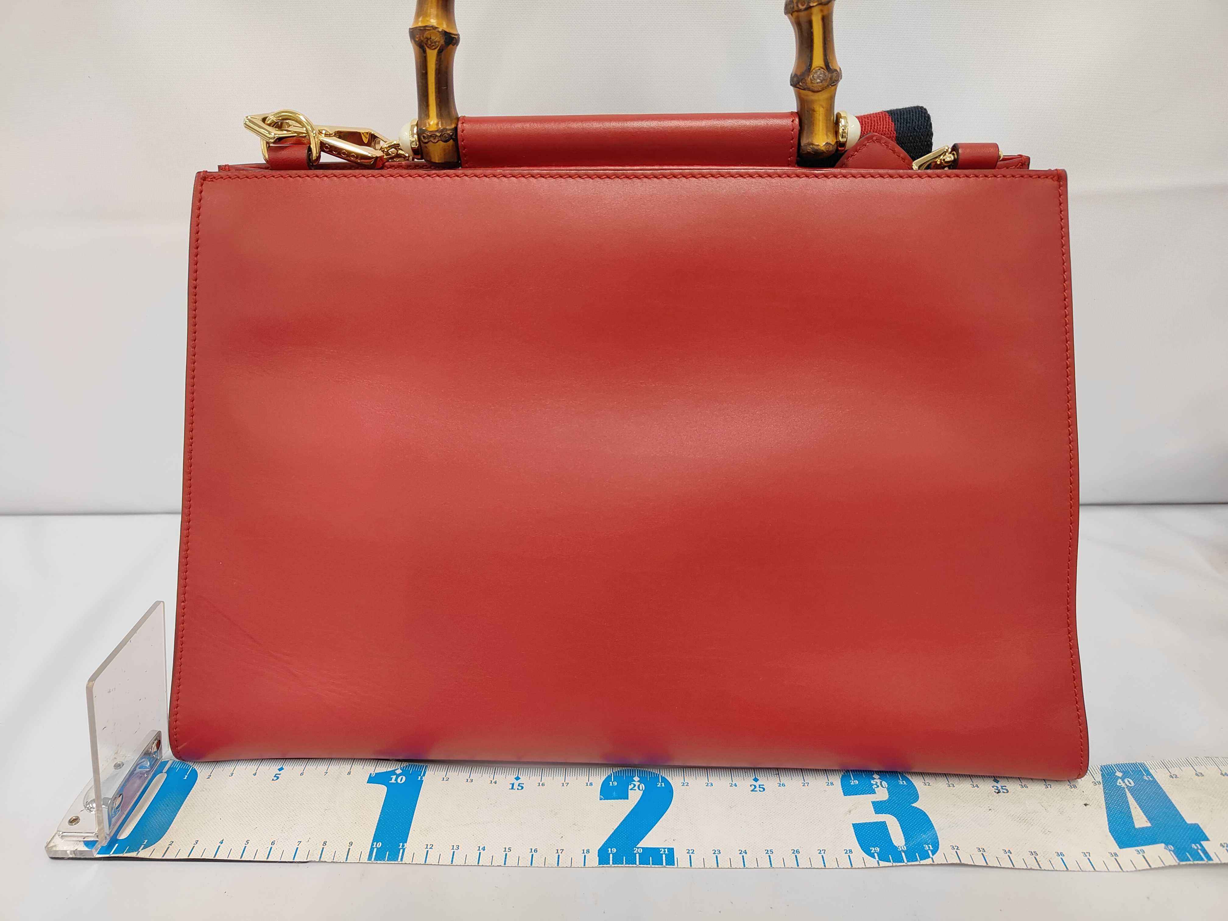Web Nymphaea Bamboo Tote, Red Calfskin Leather, Gold Hardware Bag — view 2
