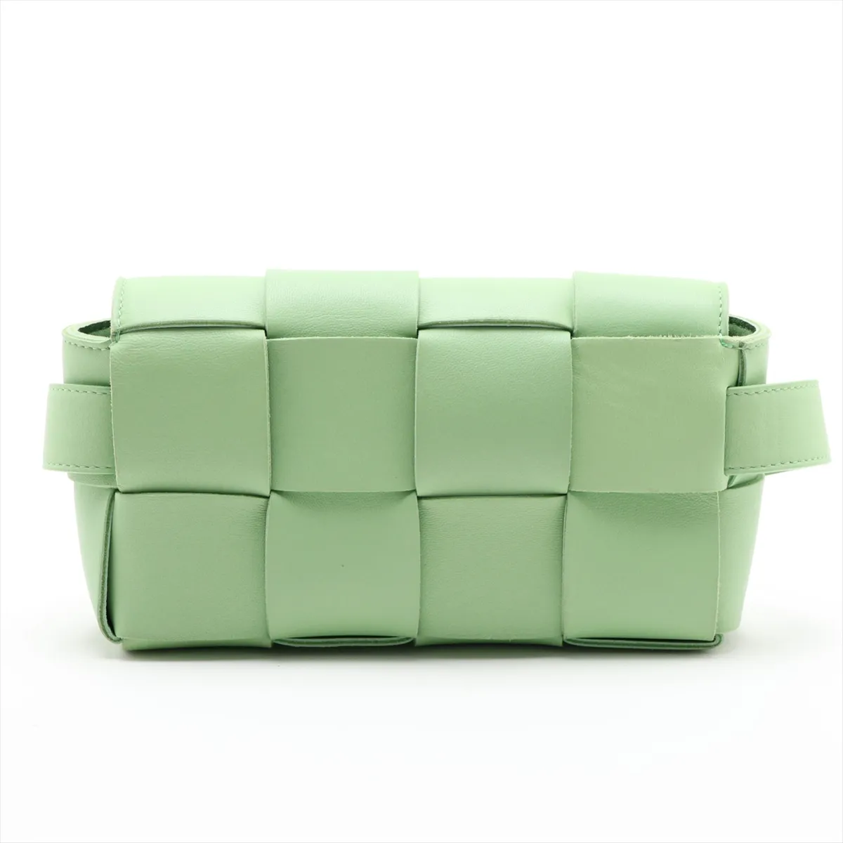Maxi Intrecciato Cassette Leather Body Bag, Green — view 2
