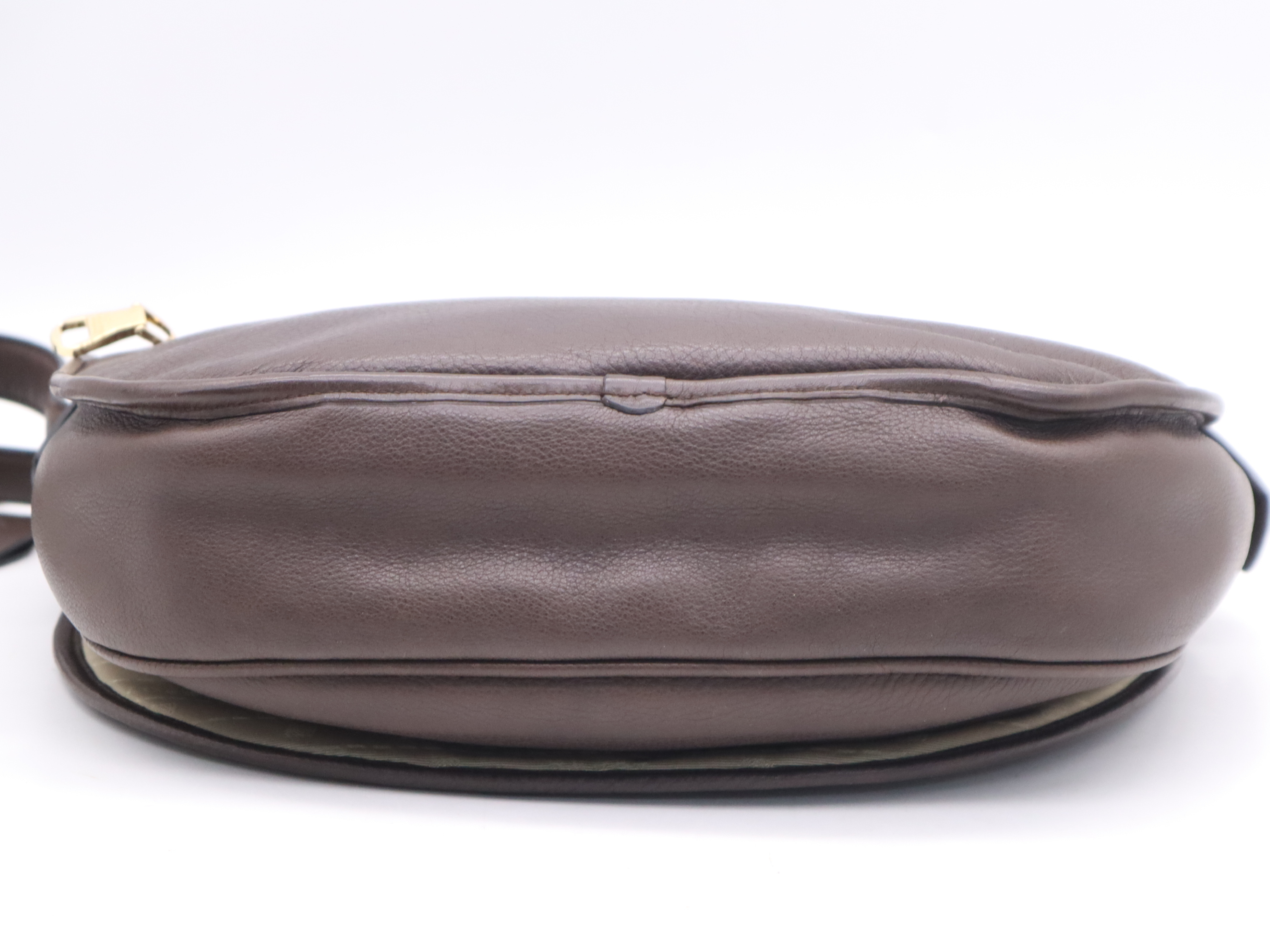 Leather Heritage Shoulder Bag, Brown, Gold Hardware, with Padlock, 2 Keys, and Clochette. — view 4