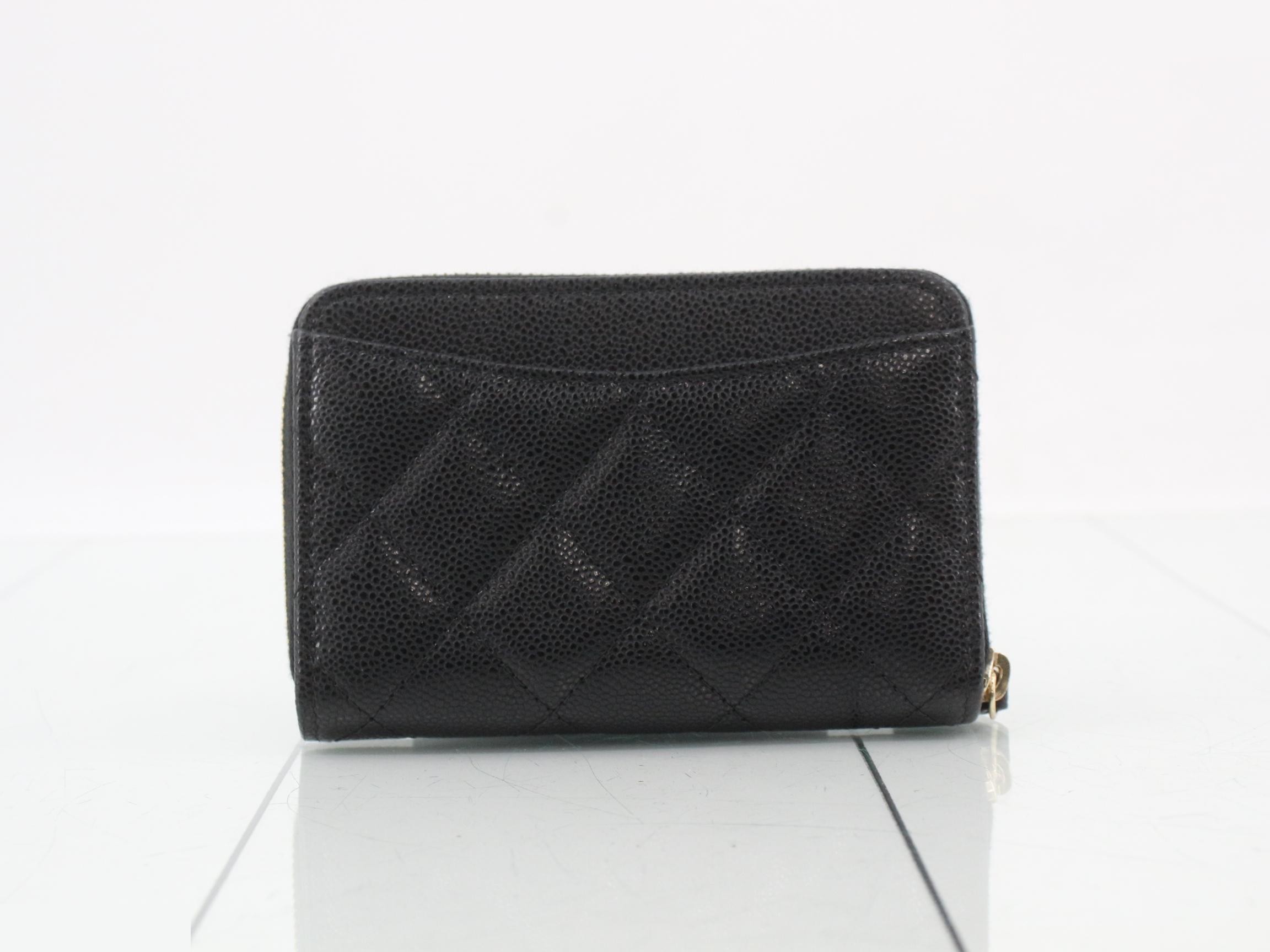 Matelassé Mini Wallet, Caviar Leather, Black with Silver Hardware, Random Number — view 2