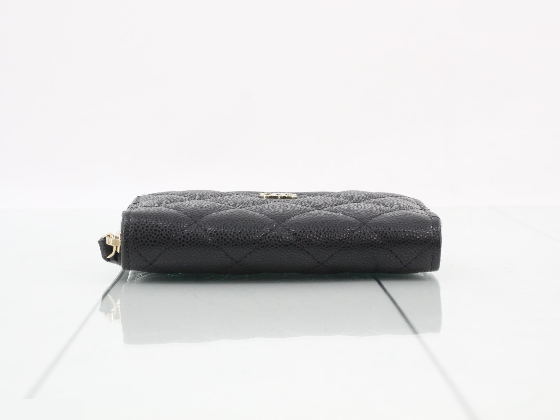 Matelassé Mini Wallet, Caviar Leather, Black with Silver Hardware, Random Number — view 3