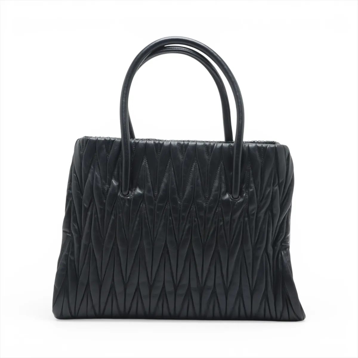 Matelassé Leather 2-Way Handbag, Black, 5BA144 — view 2