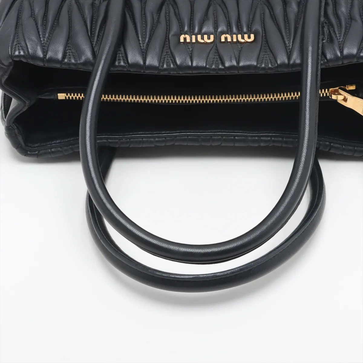Matelassé Leather 2-Way Handbag, Black, 5BA144 — view 5