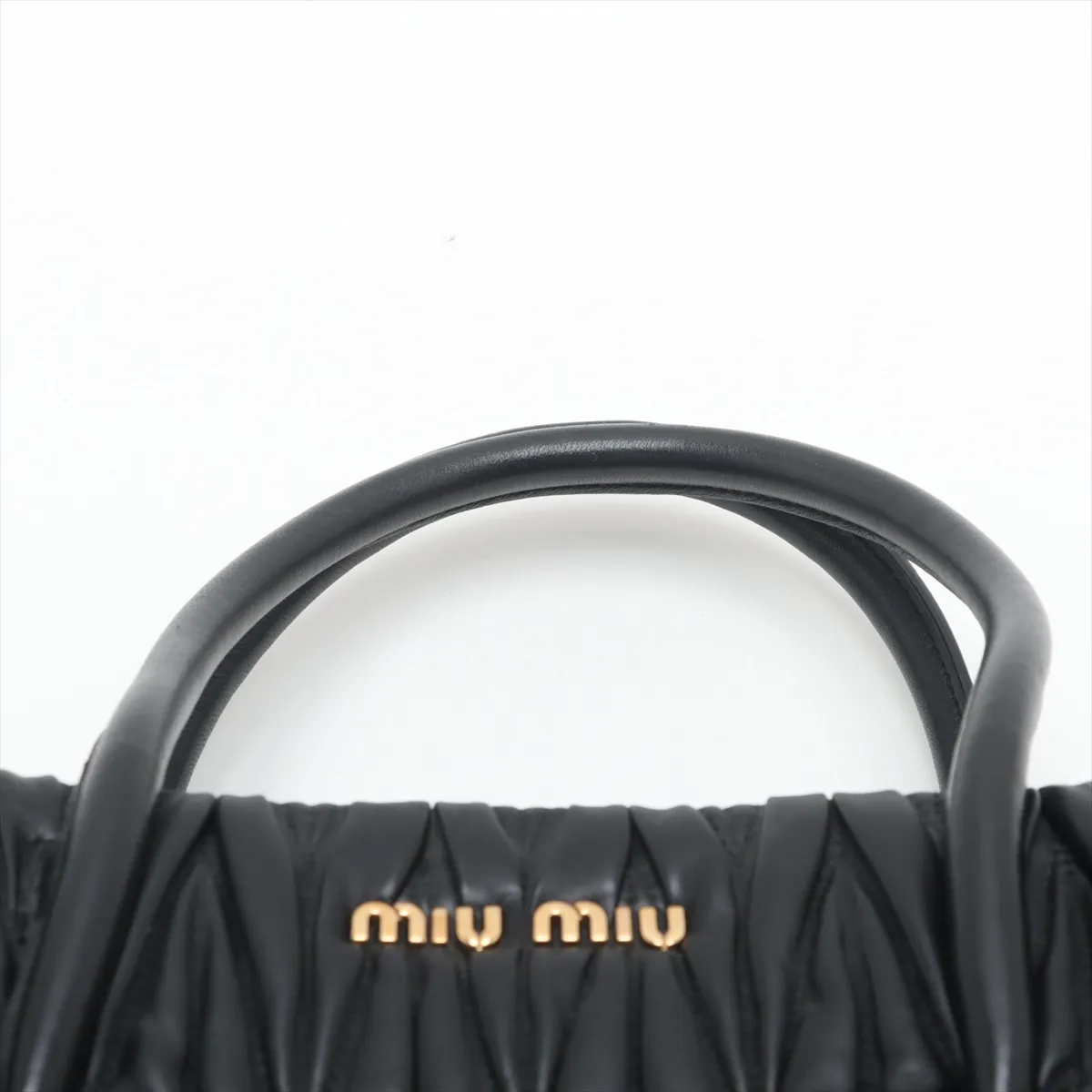 Matelassé Leather 2-Way Handbag, Black, 5BA144 — view 6