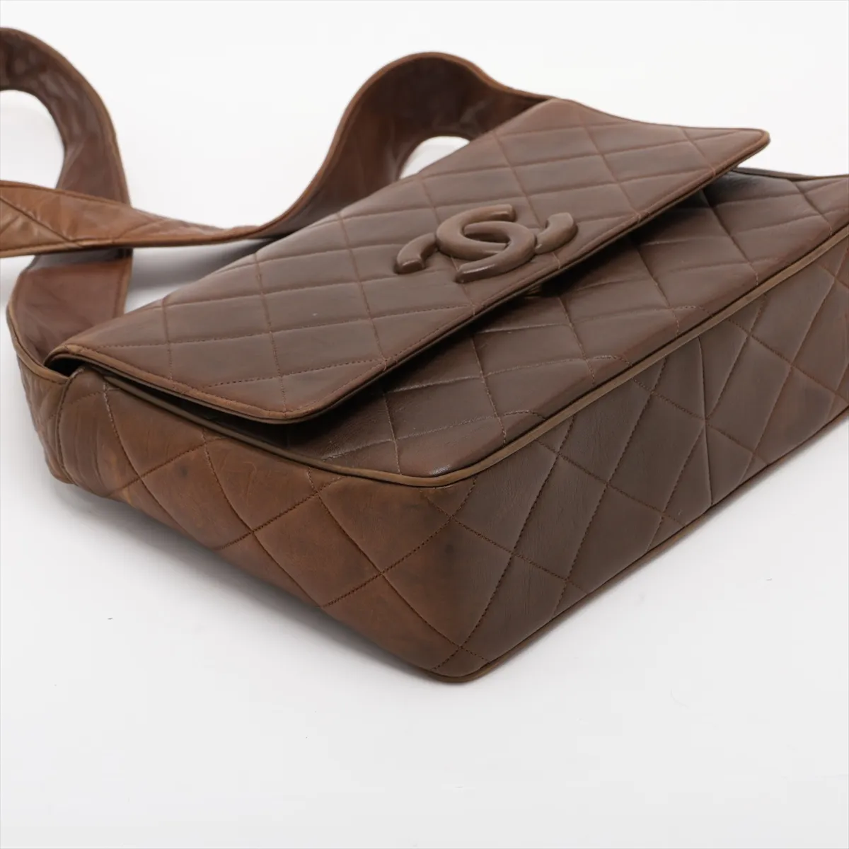 Matelassé Leather Shoulder Bag, Brown with Gold Hardware, 3001267, Series 3 — view 4