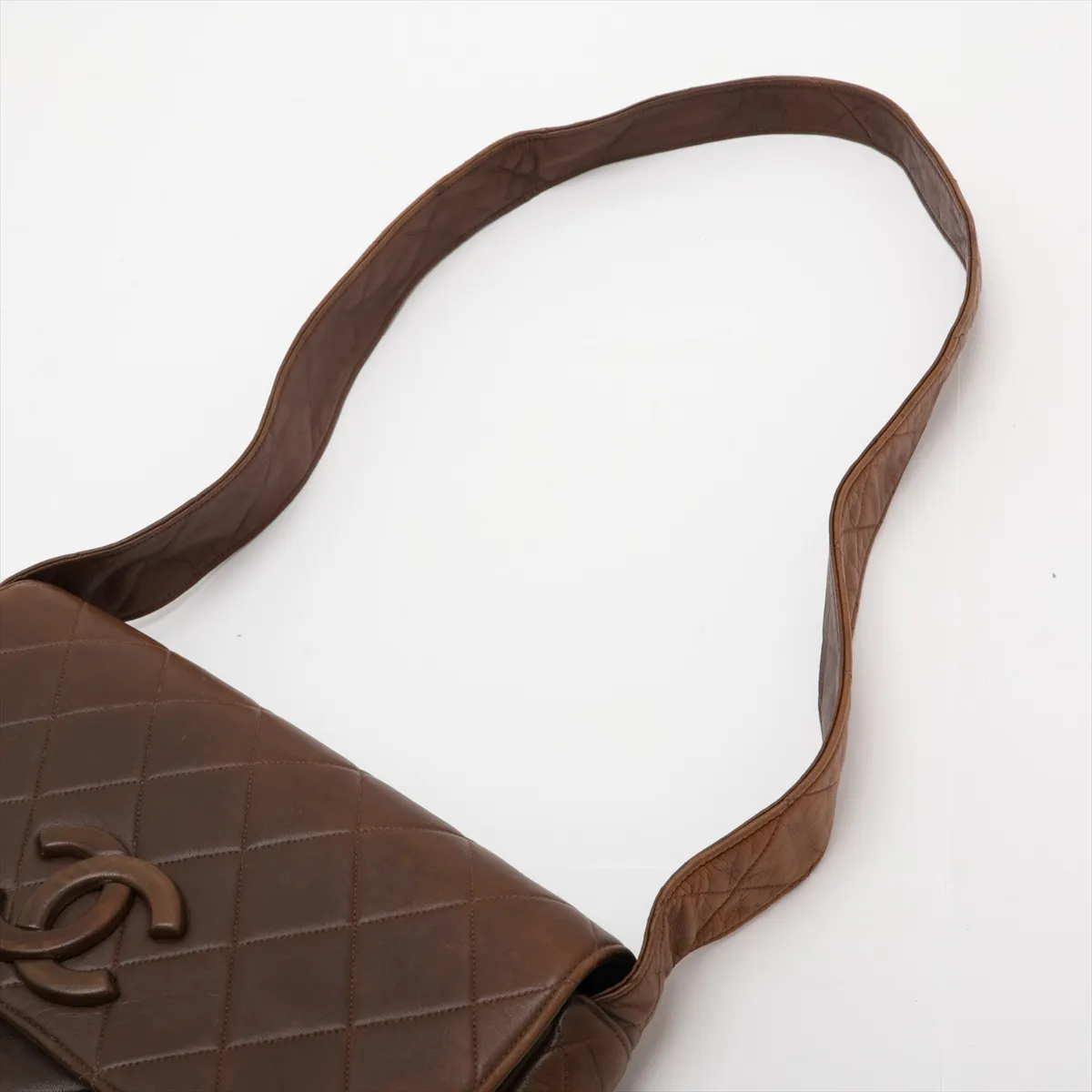 Matelassé Leather Shoulder Bag, Brown with Gold Hardware, 3001267, Series 3 — view 5