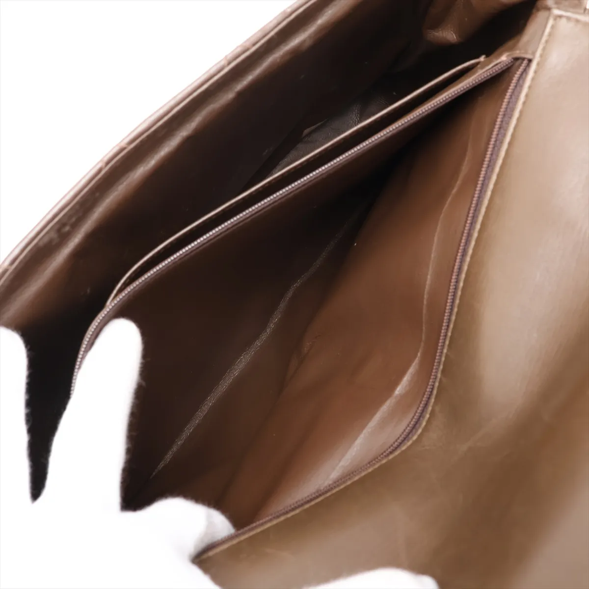 Matelassé Leather Shoulder Bag, Brown with Gold Hardware, 3001267, Series 3 — view 8