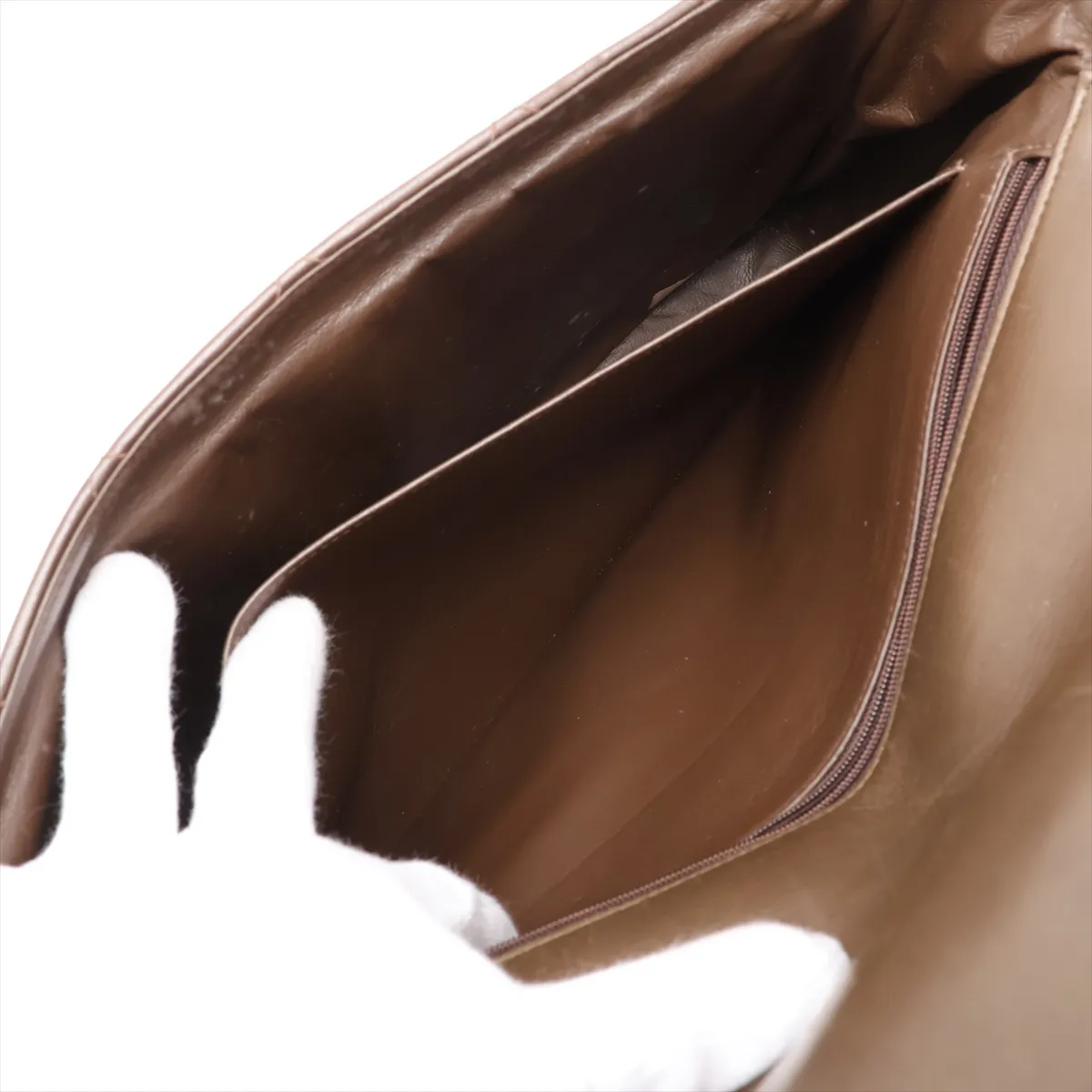Matelassé Leather Shoulder Bag, Brown with Gold Hardware, 3001267, Series 3 — view 9