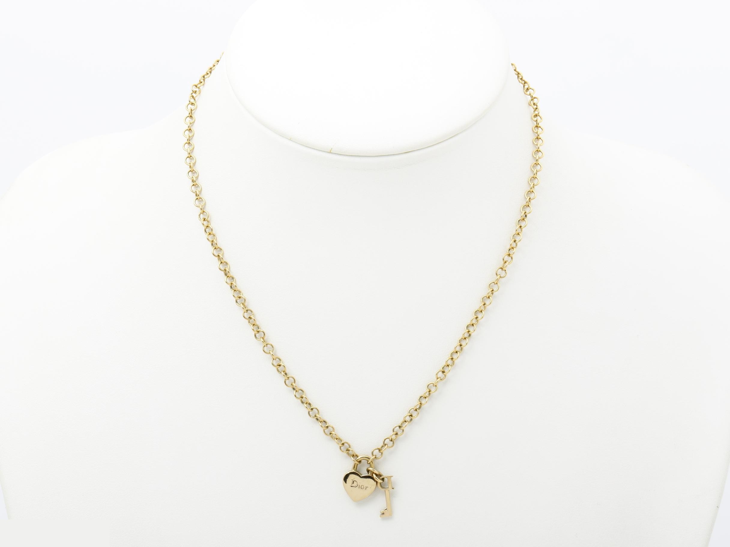 necklace, heart and key design, gold, 7.2g, neck circumference approx. 42cm — view 3