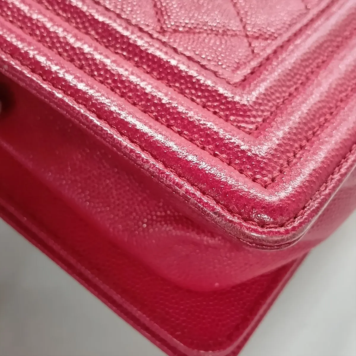 Boy Chanel 20 Small Caviar Skin Chain Shoulder Bag, Pink with Gold Hardware, 23902281, Serial Number 23, A67085 — view 13