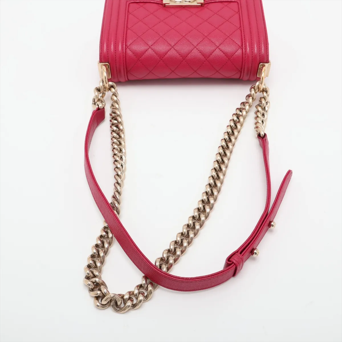 Boy Chanel 20 Small Caviar Skin Chain Shoulder Bag, Pink with Gold Hardware, 23902281, Serial Number 23, A67085 — view 5