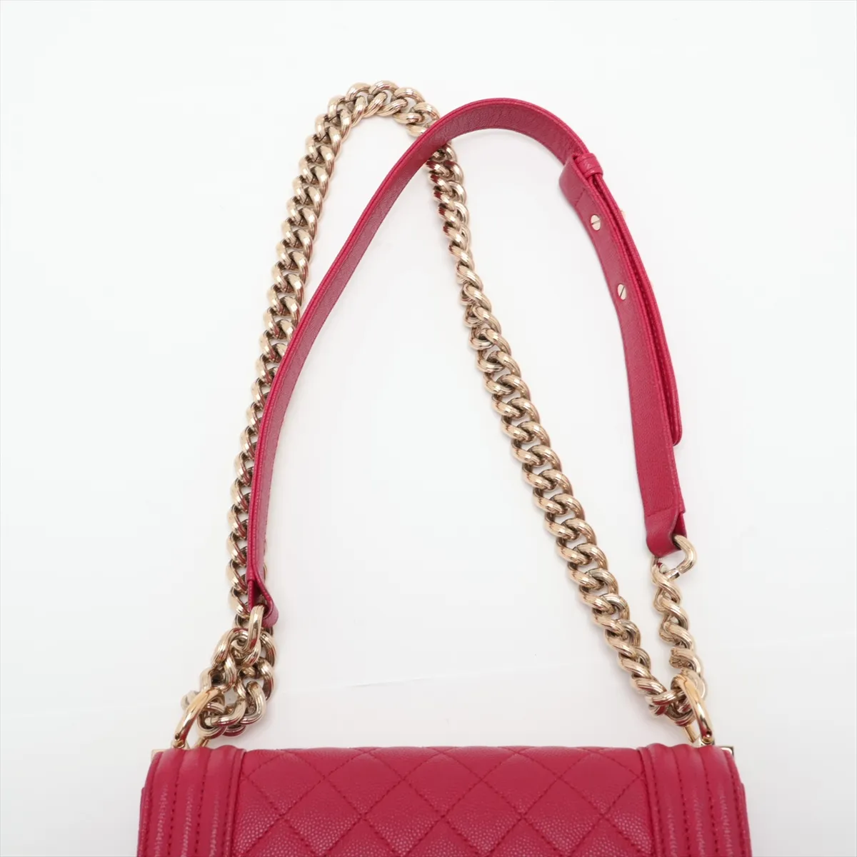 Boy Chanel 20 Small Caviar Skin Chain Shoulder Bag, Pink with Gold Hardware, 23902281, Serial Number 23, A67085 — view 6