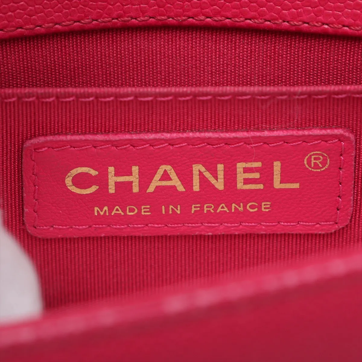 Boy Chanel 20 Small Caviar Skin Chain Shoulder Bag, Pink with Gold Hardware, 23902281, Serial Number 23, A67085 — view 9