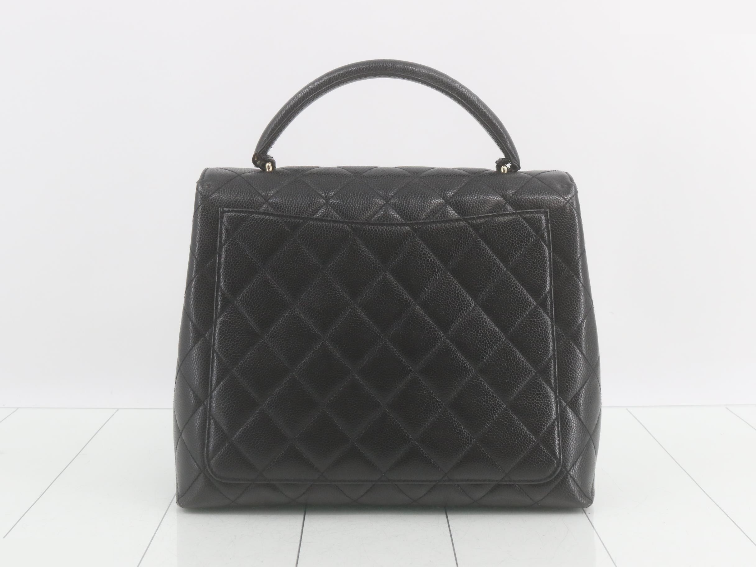 Caviar leather handbag with gold hardware — view 2