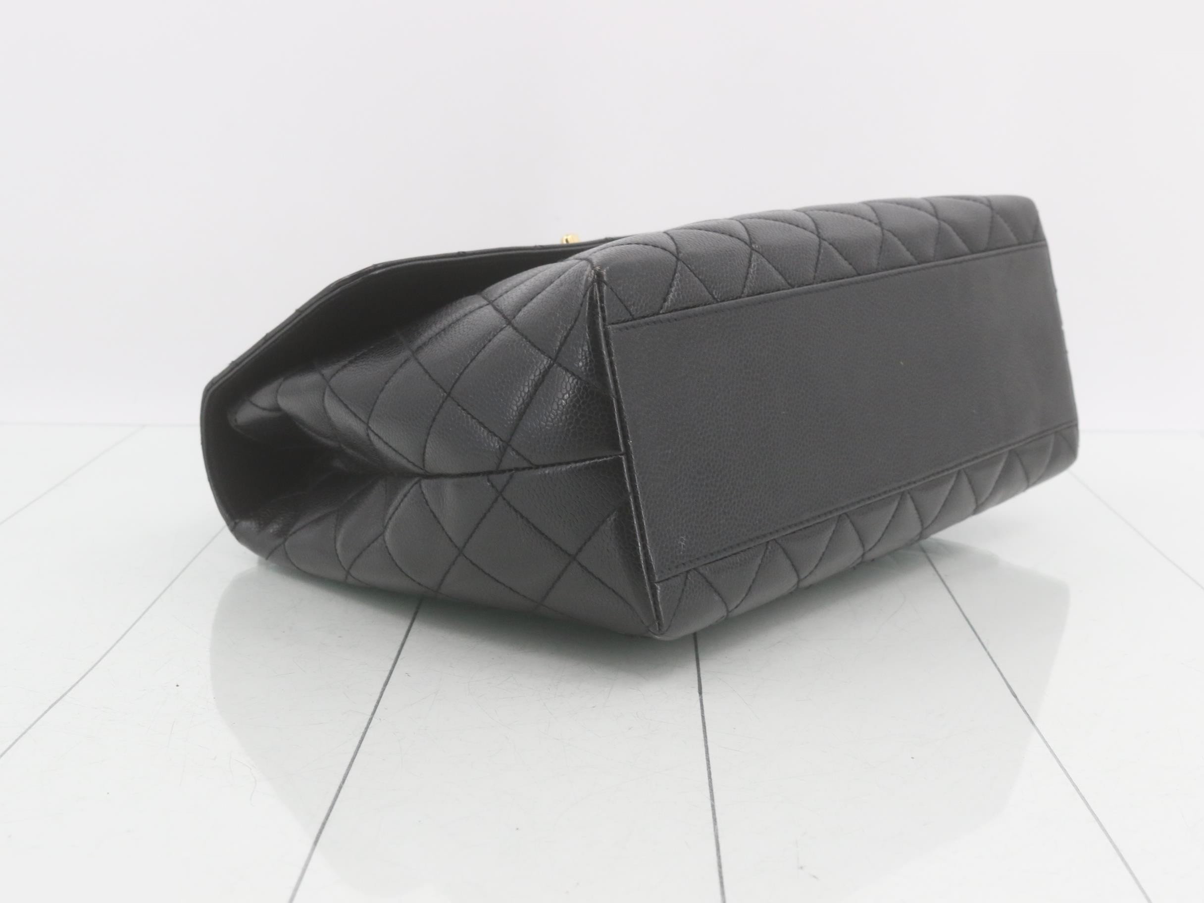 Caviar leather handbag with gold hardware — view 5