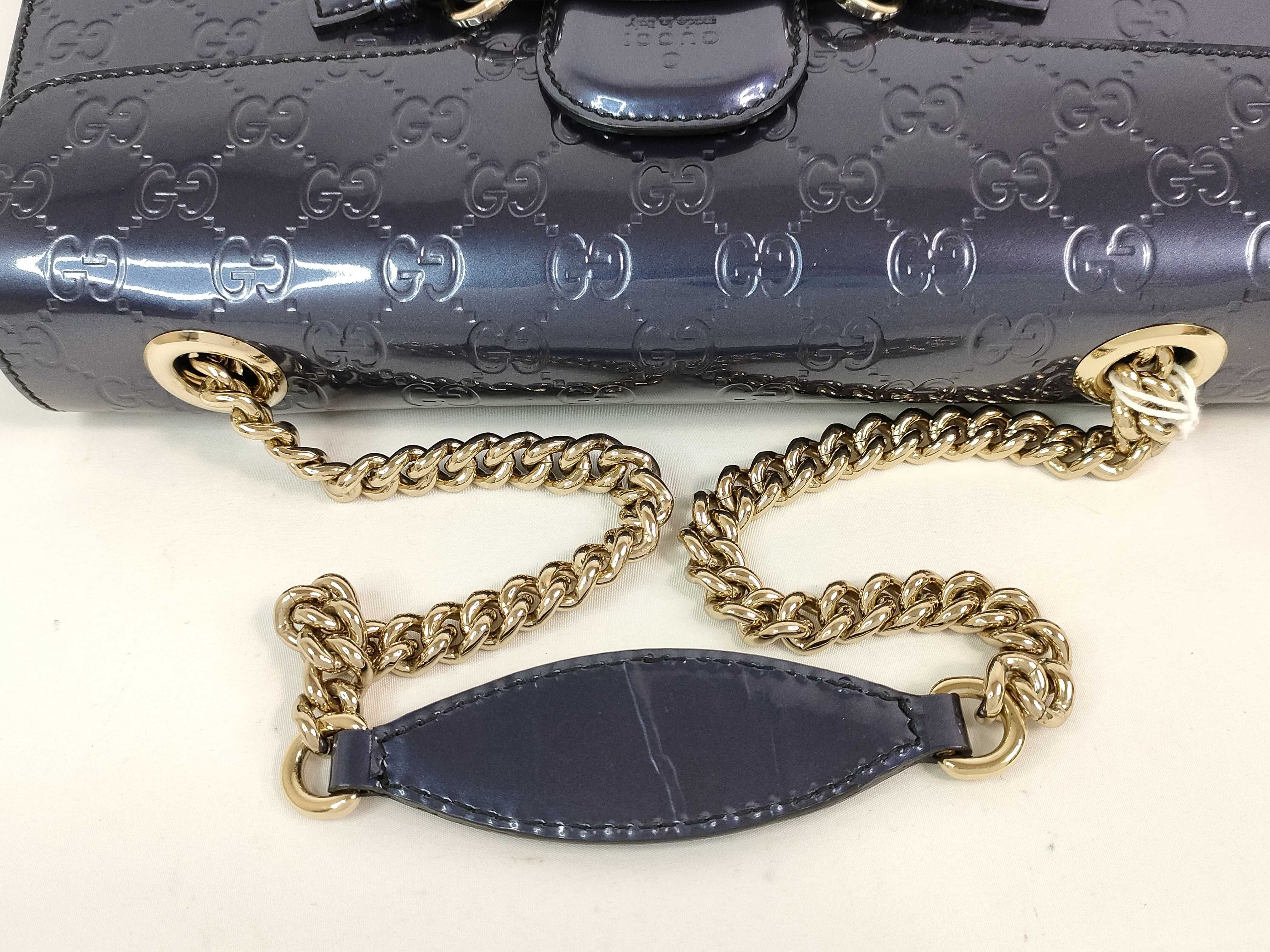 DU- Guccissima Emily Patent Chain Shoulder Bag Purple 295402 Shoulder Bag — view 3