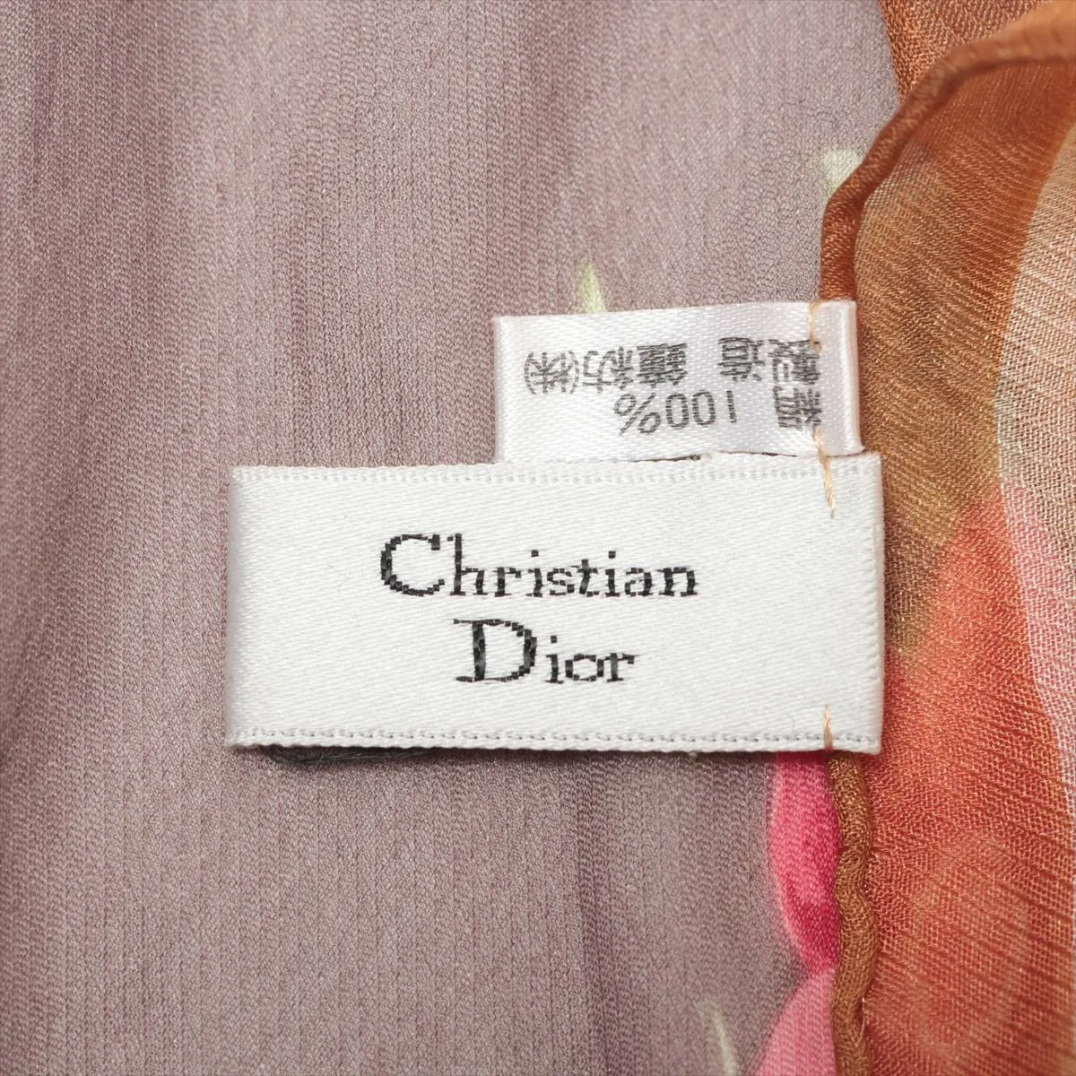Flower Scarf Silk Beige x Pink Thread Fuzz Thread Wrinkle — view 6