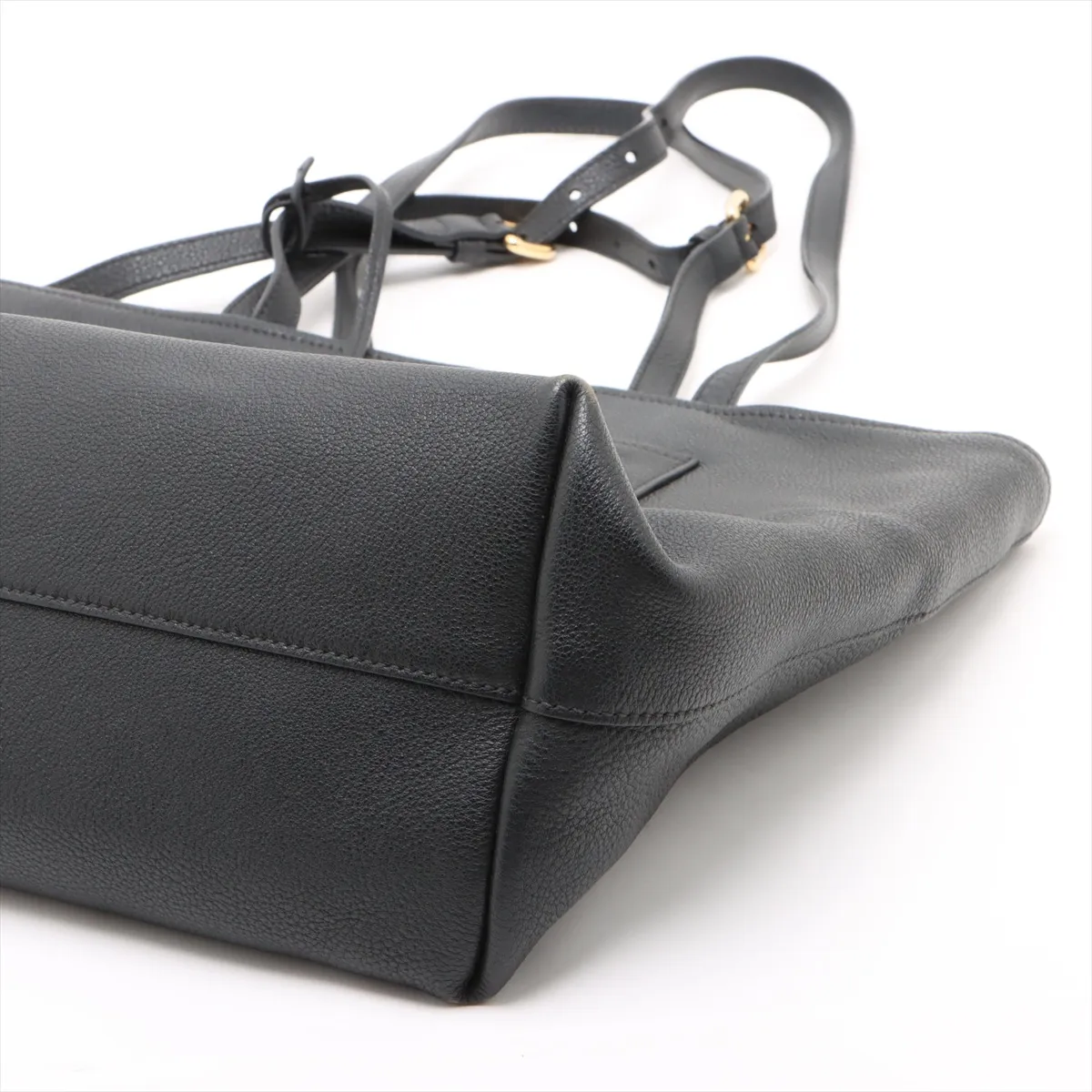 Vitello Dino Leather Tote Bag Black 1BG283 — view 3