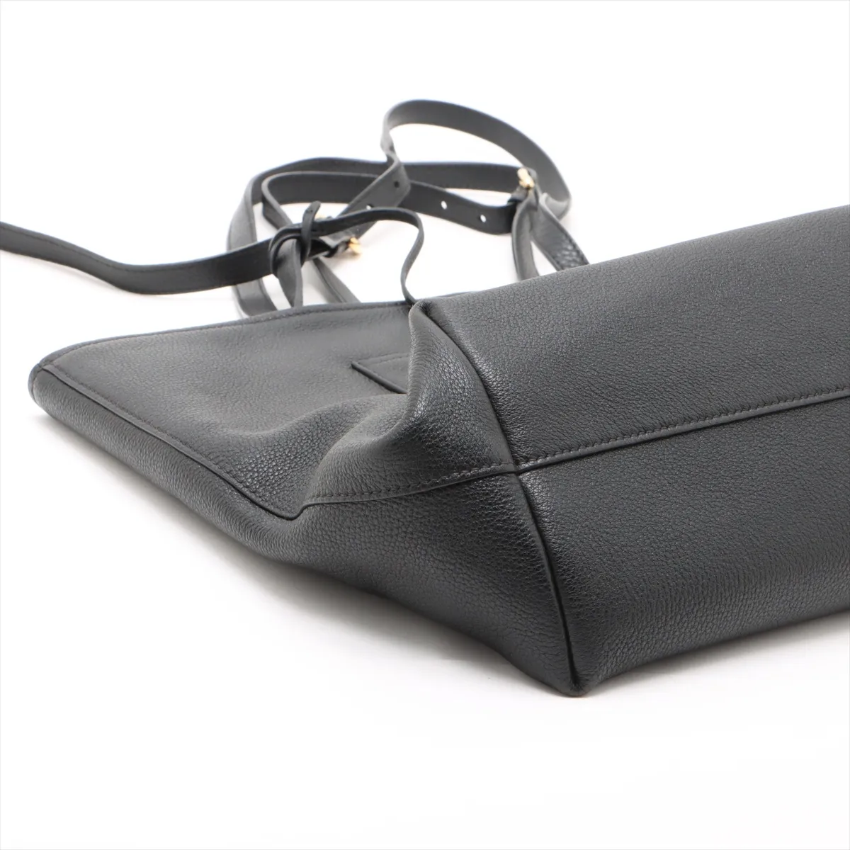 Vitello Dino Leather Tote Bag Black 1BG283 — view 4