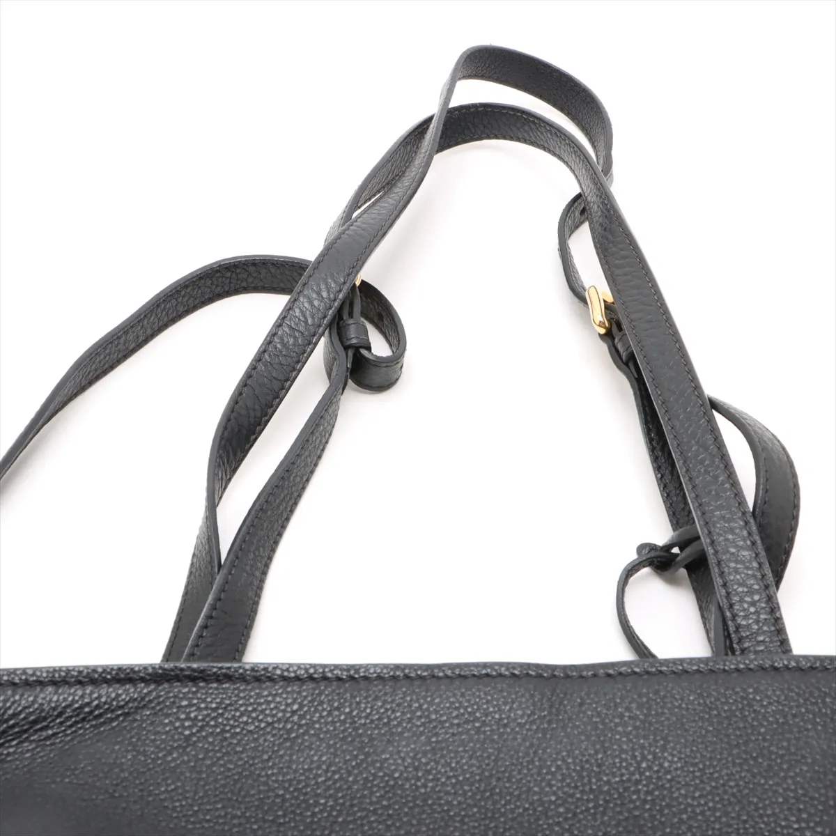 Vitello Dino Leather Tote Bag Black 1BG283 — view 6