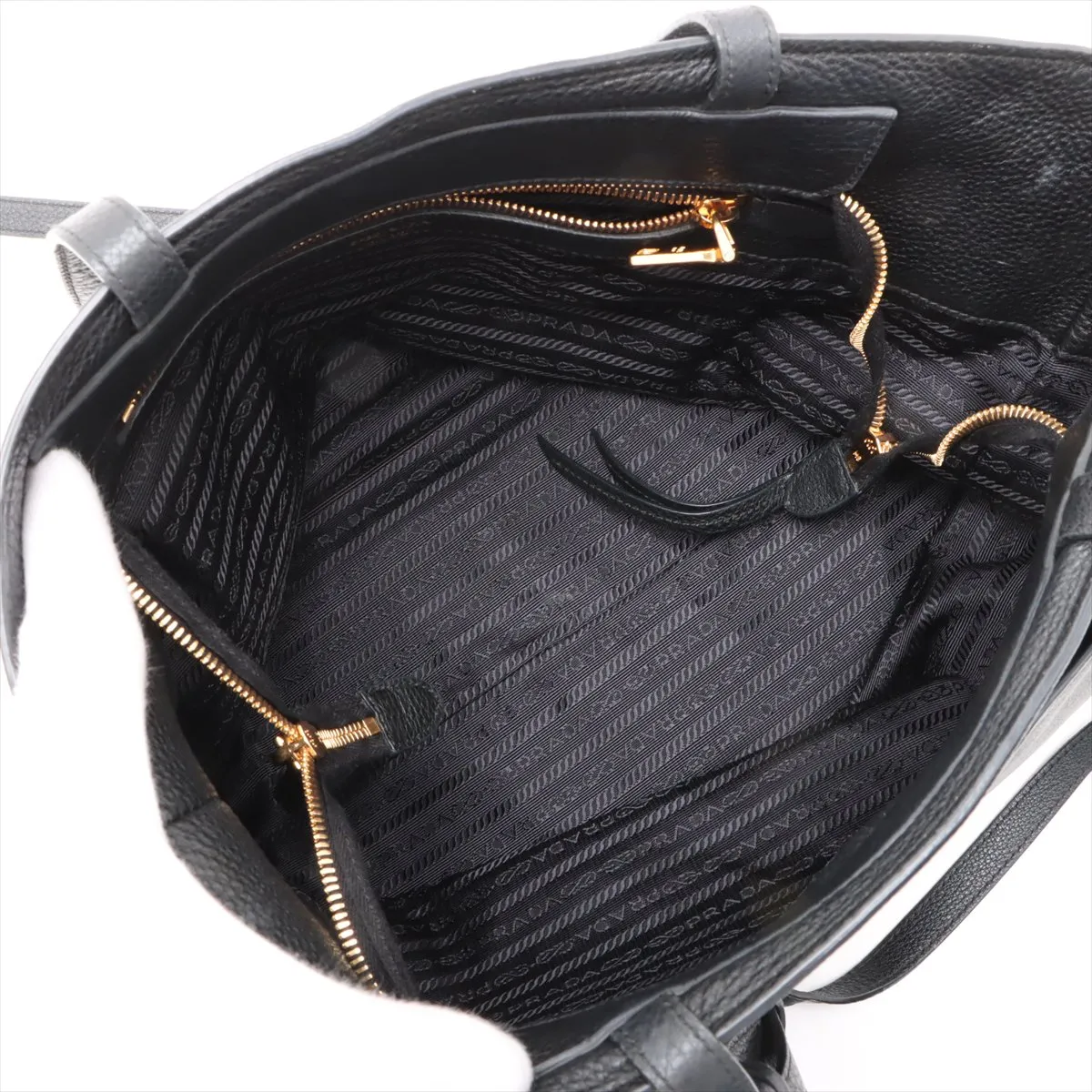 Vitello Dino Leather Tote Bag Black 1BG283 — view 7