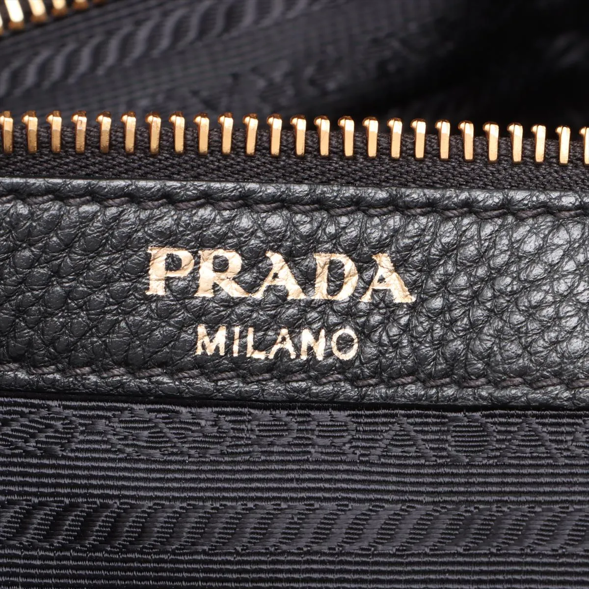 Vitello Dino Leather Tote Bag Black 1BG283 — view 9