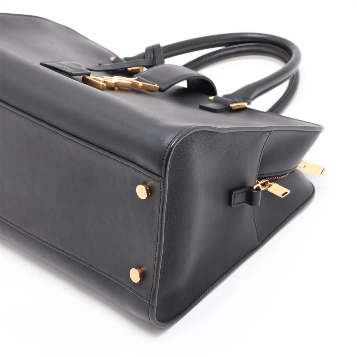 Cabas Leather 2-Way Handbag, Black, 357394 — view 3