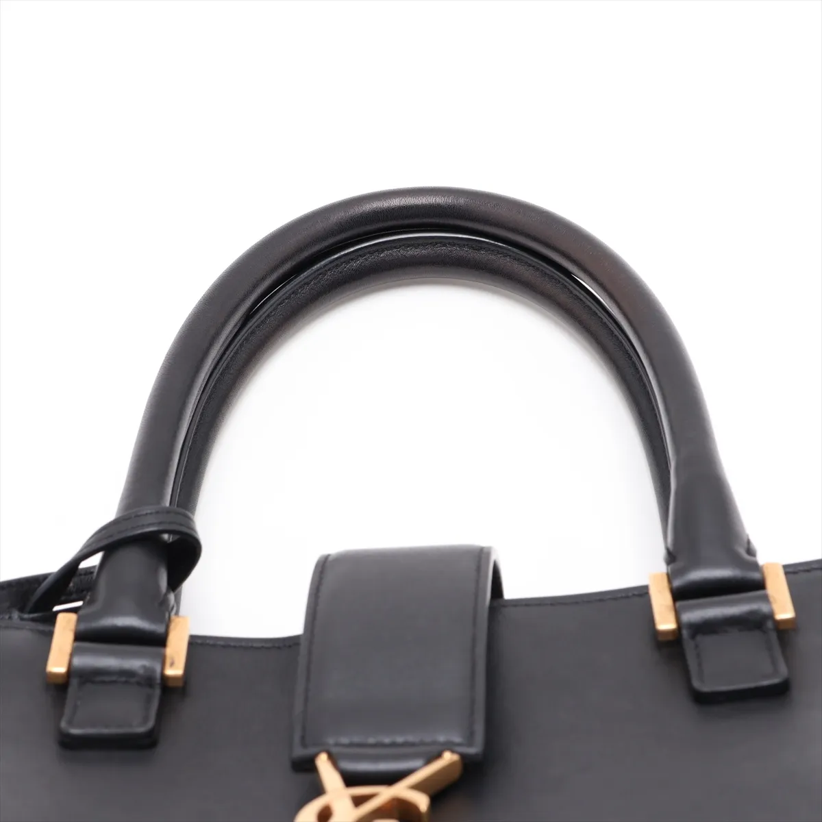 Cabas Leather 2-Way Handbag, Black, 357394 — view 6