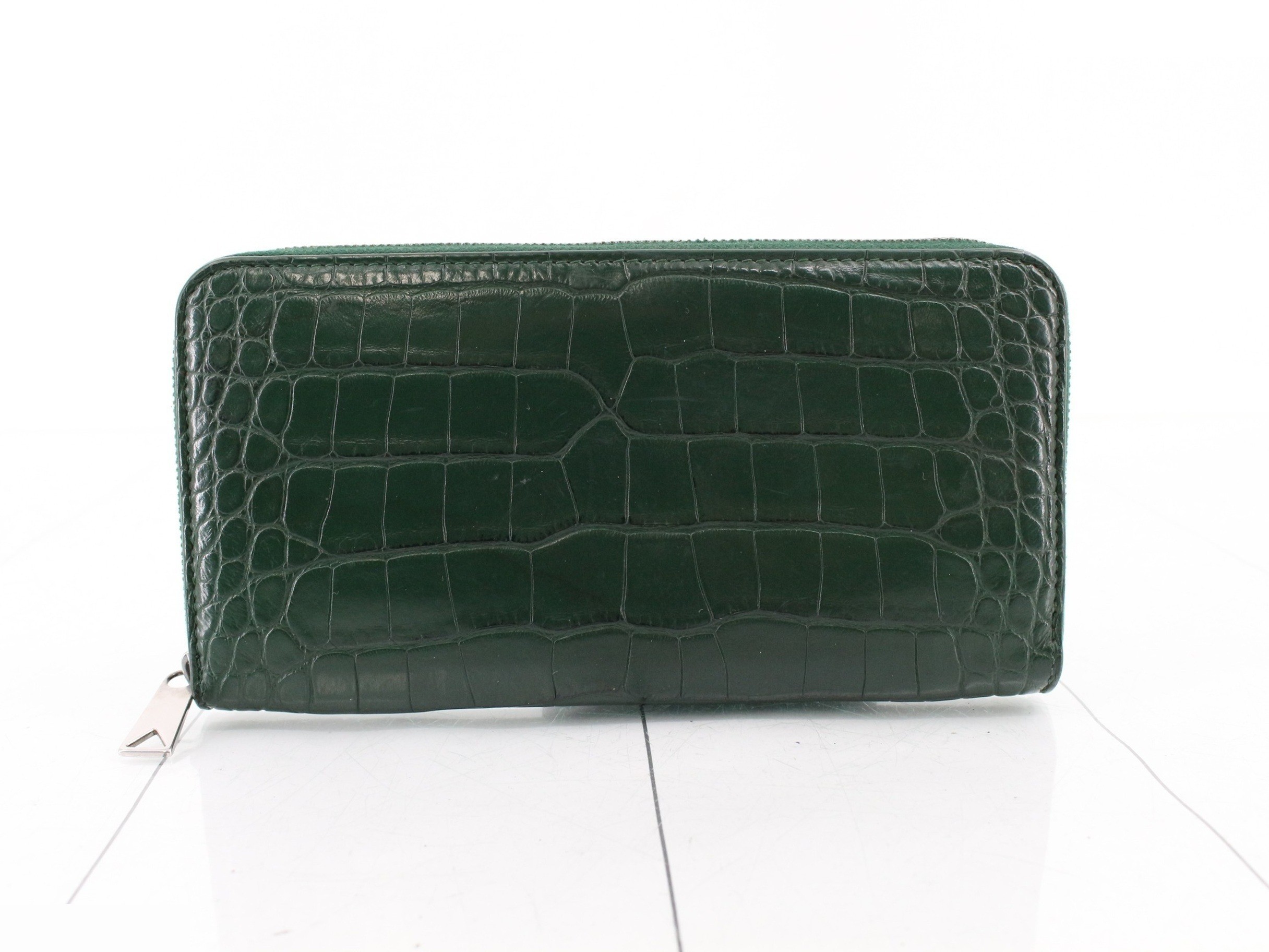 Crocodile Round Zip Long Wallet with IC Tag, Comes with Dust Bag and Box