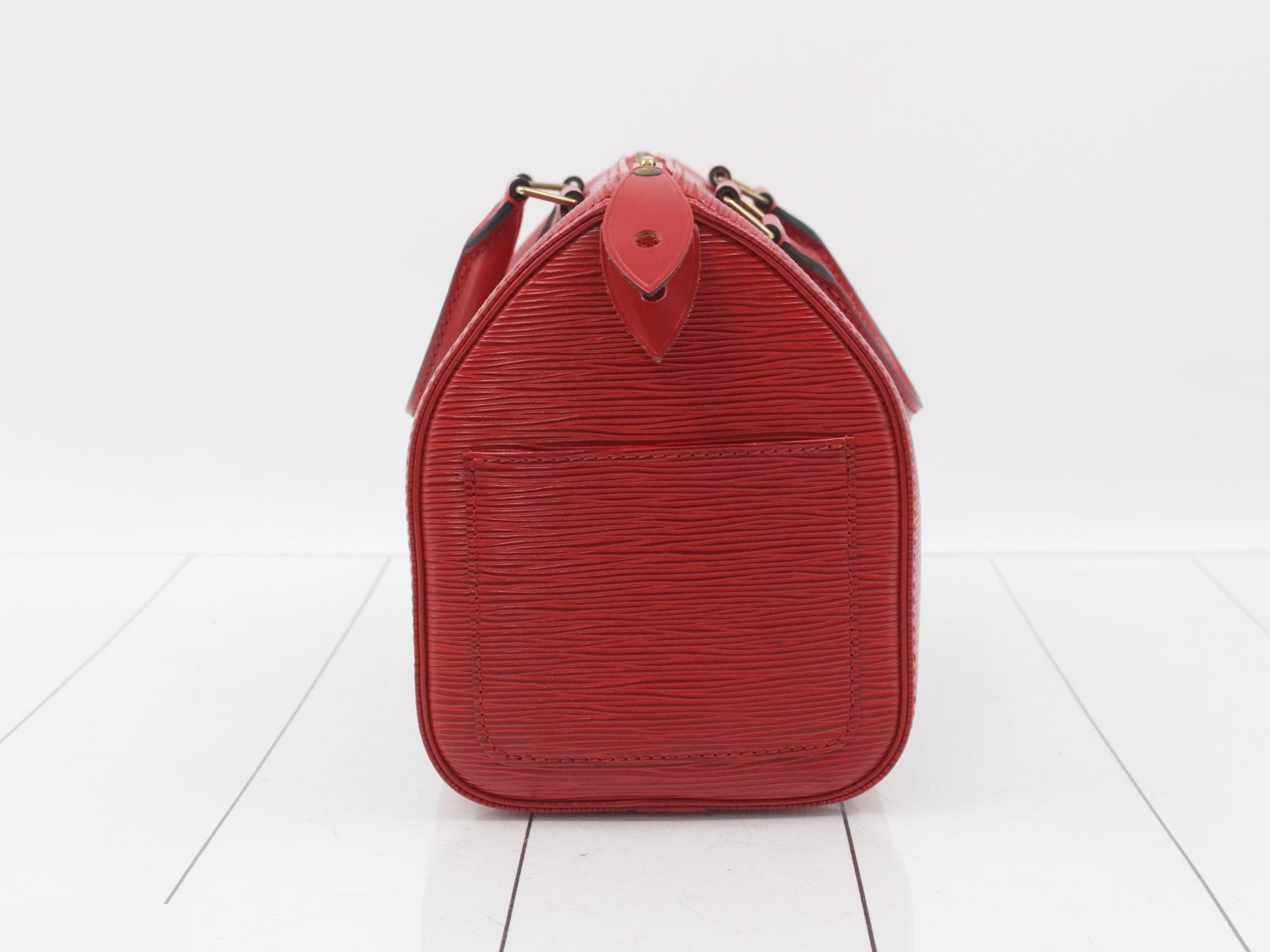 Speedy 30, Castilian Red, with padlock & key, dust bag, and shopping bag. — view 3