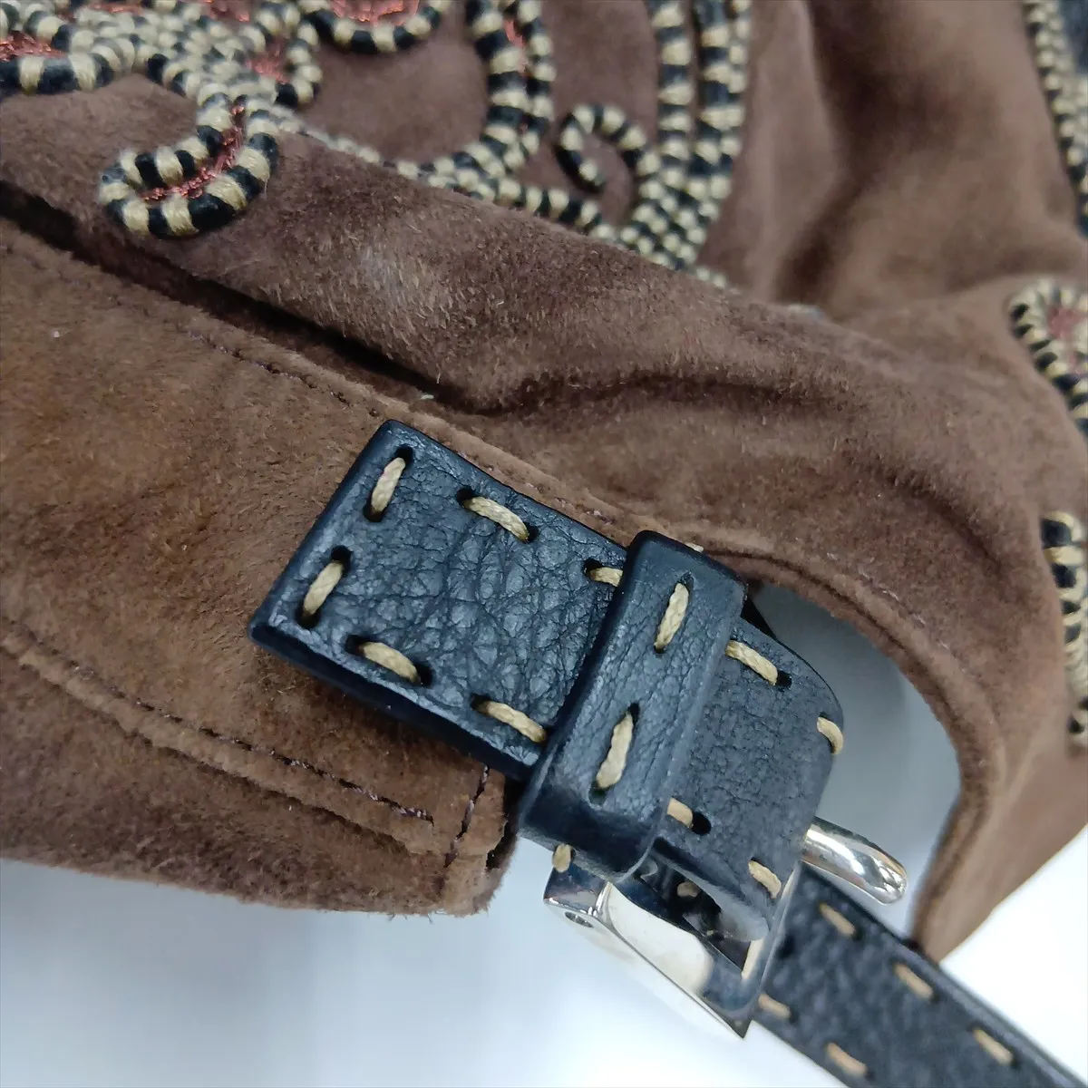 [Individually packaged] Fendi Selleria Mamma Bucket 8BR101 Suede x Leather Shoulder Bag Brown — view 13