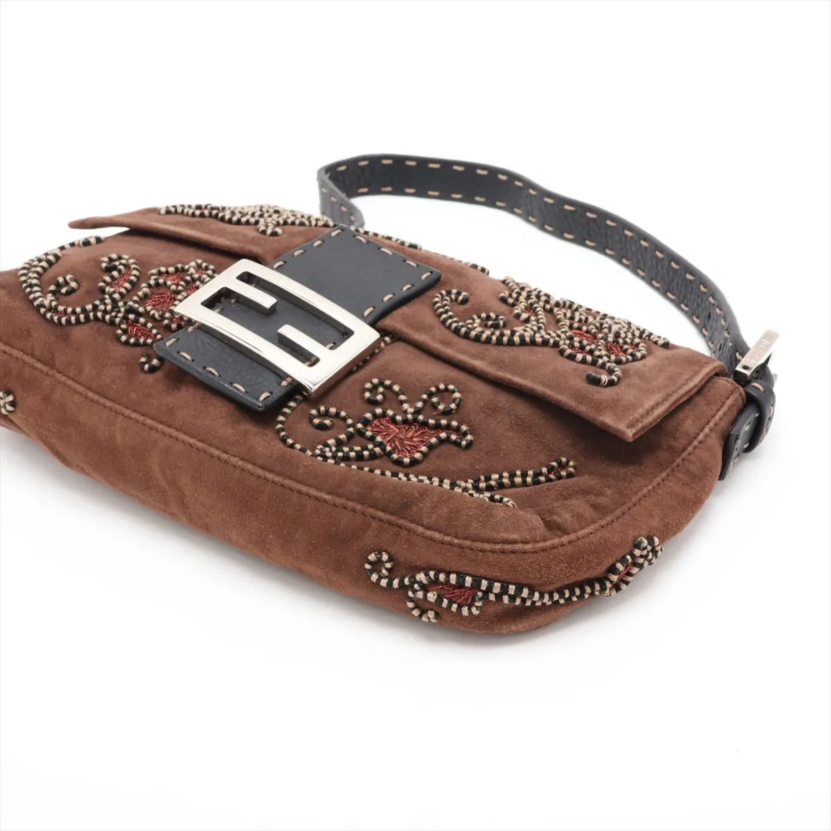 [Individually packaged] Fendi Selleria Mamma Bucket 8BR101 Suede x Leather Shoulder Bag Brown — view 3