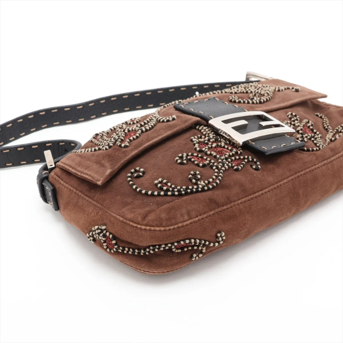 [Individually packaged] Fendi Selleria Mamma Bucket 8BR101 Suede x Leather Shoulder Bag Brown — view 4