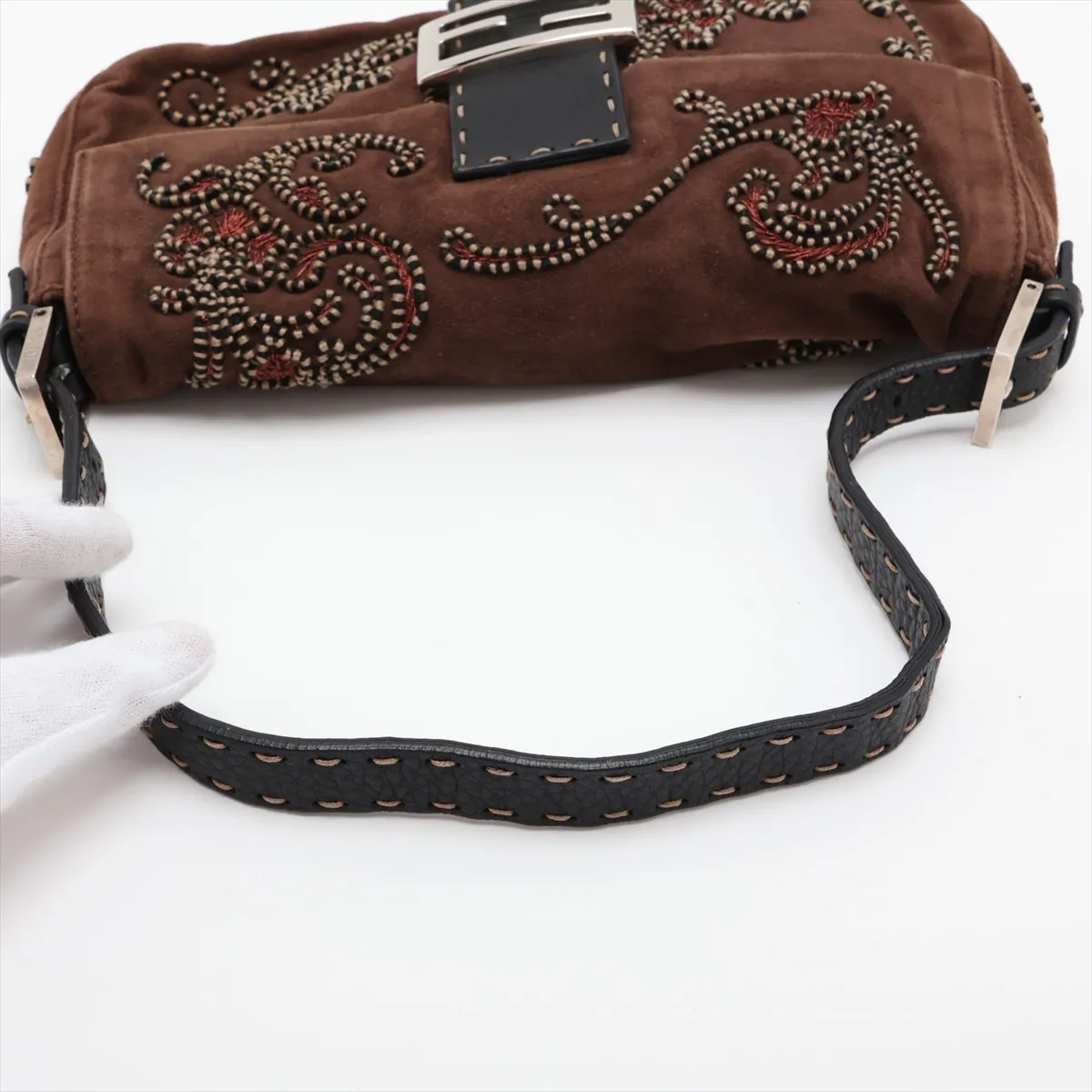 [Individually packaged] Fendi Selleria Mamma Bucket 8BR101 Suede x Leather Shoulder Bag Brown — view 5