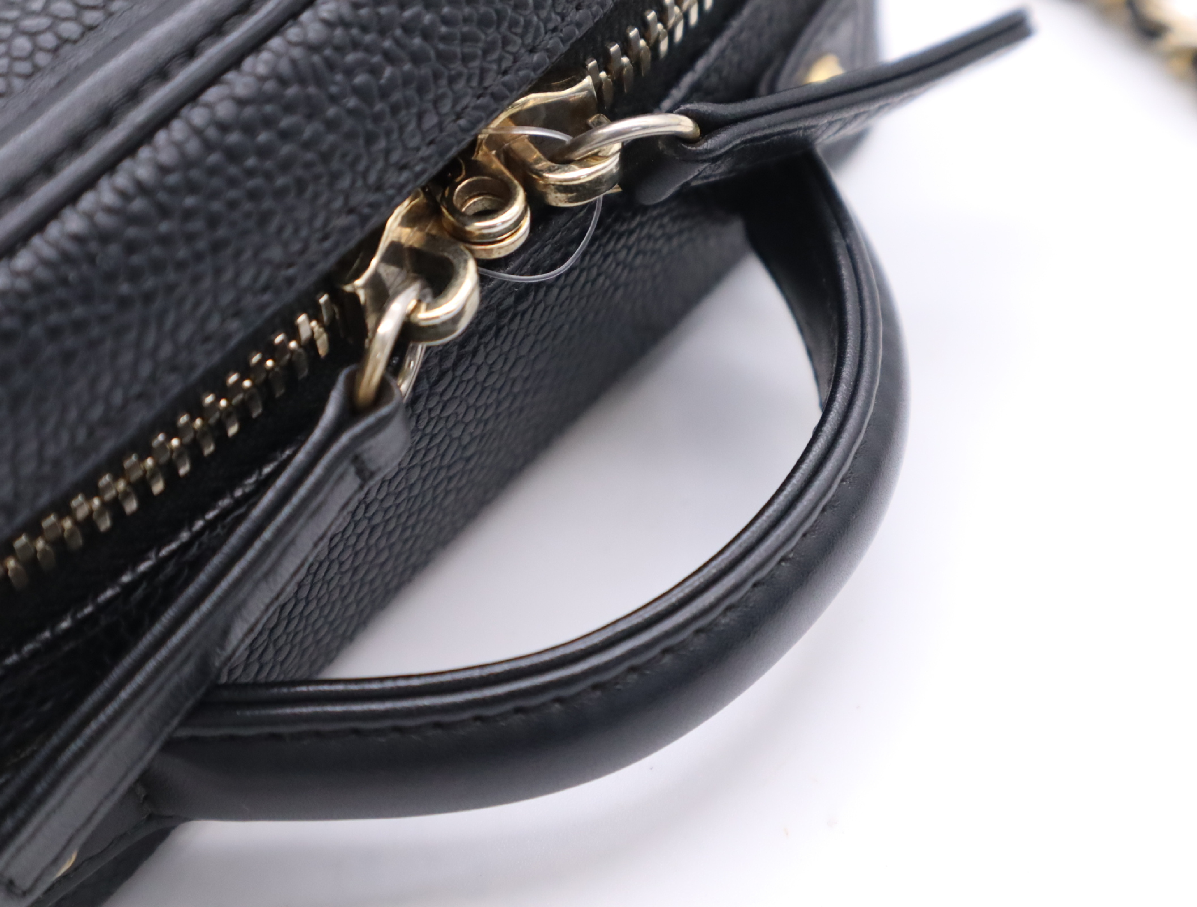 Caviar Skin 93342 Small Chain Vanity Bag, Black with Gold Hardware, Includes Padlock, Key, Clochette, and Card Holder (26097698) Vanity Bag — view 13