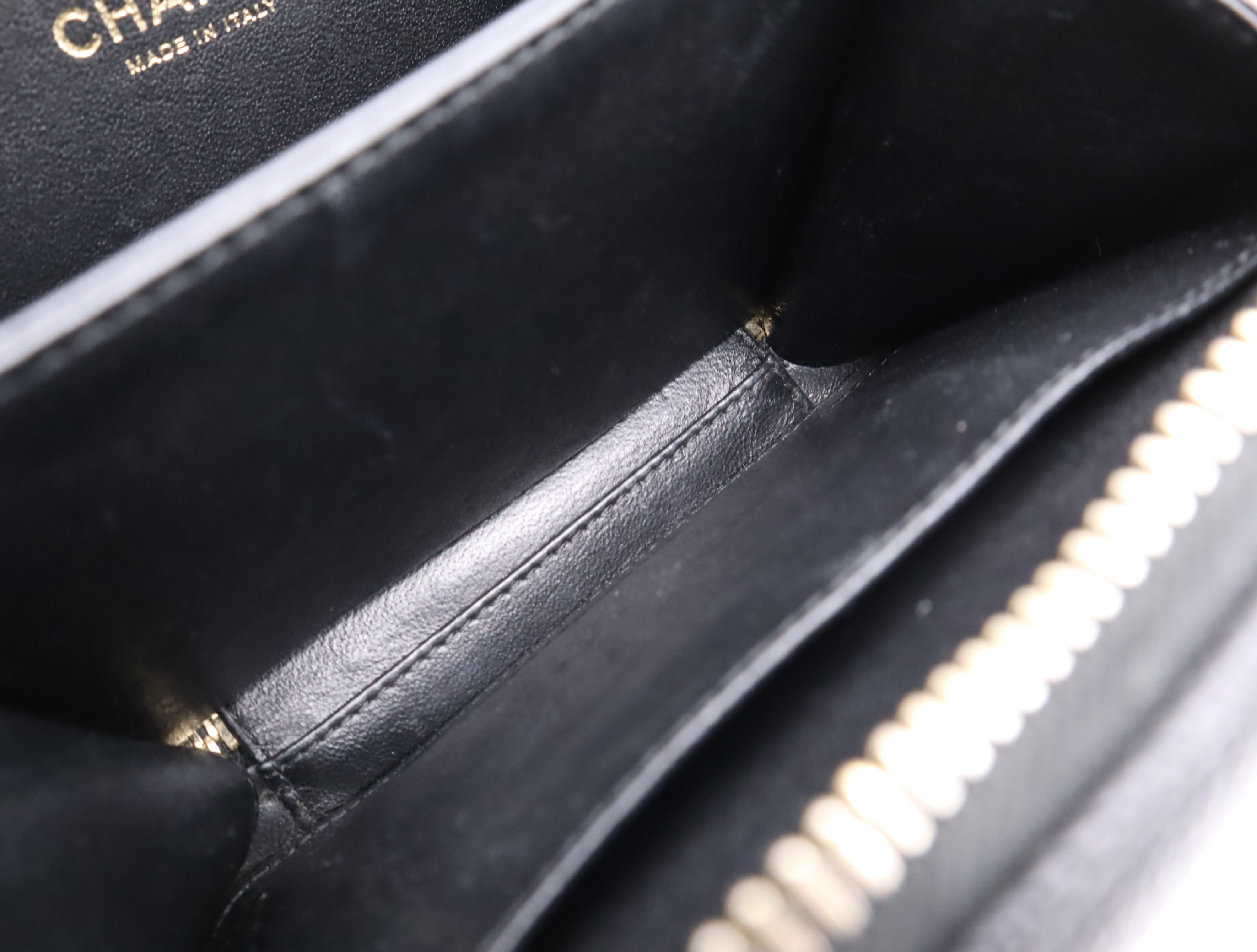 Caviar Skin 93342 Small Chain Vanity Bag, Black with Gold Hardware, Includes Padlock, Key, Clochette, and Card Holder (26097698) Vanity Bag — view 14